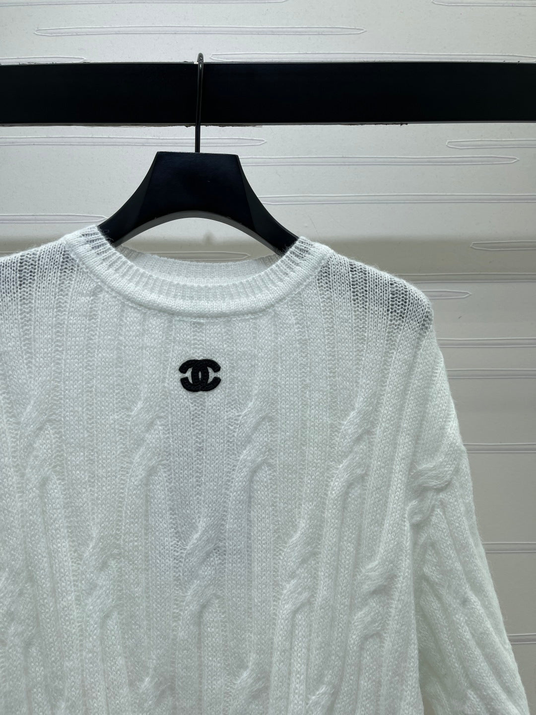 CC 26s Cable Knit Short-Sleeve T-Shirt White Wool 422033