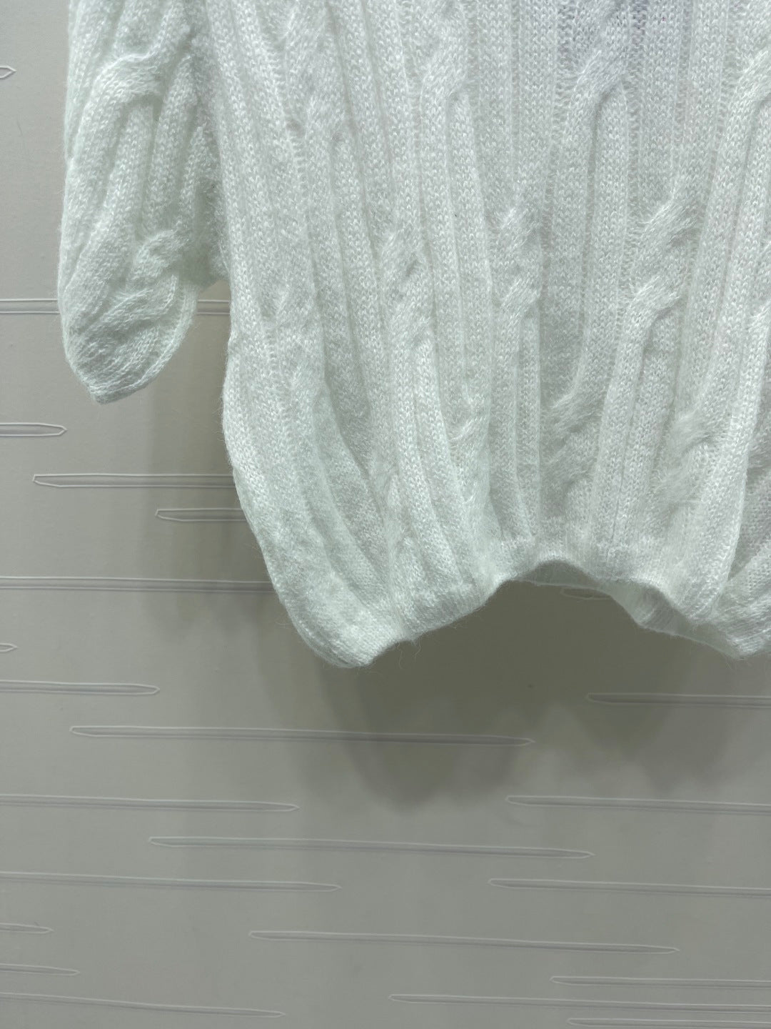 CC 26s Cable Knit Short-Sleeve T-Shirt White Wool 422033
