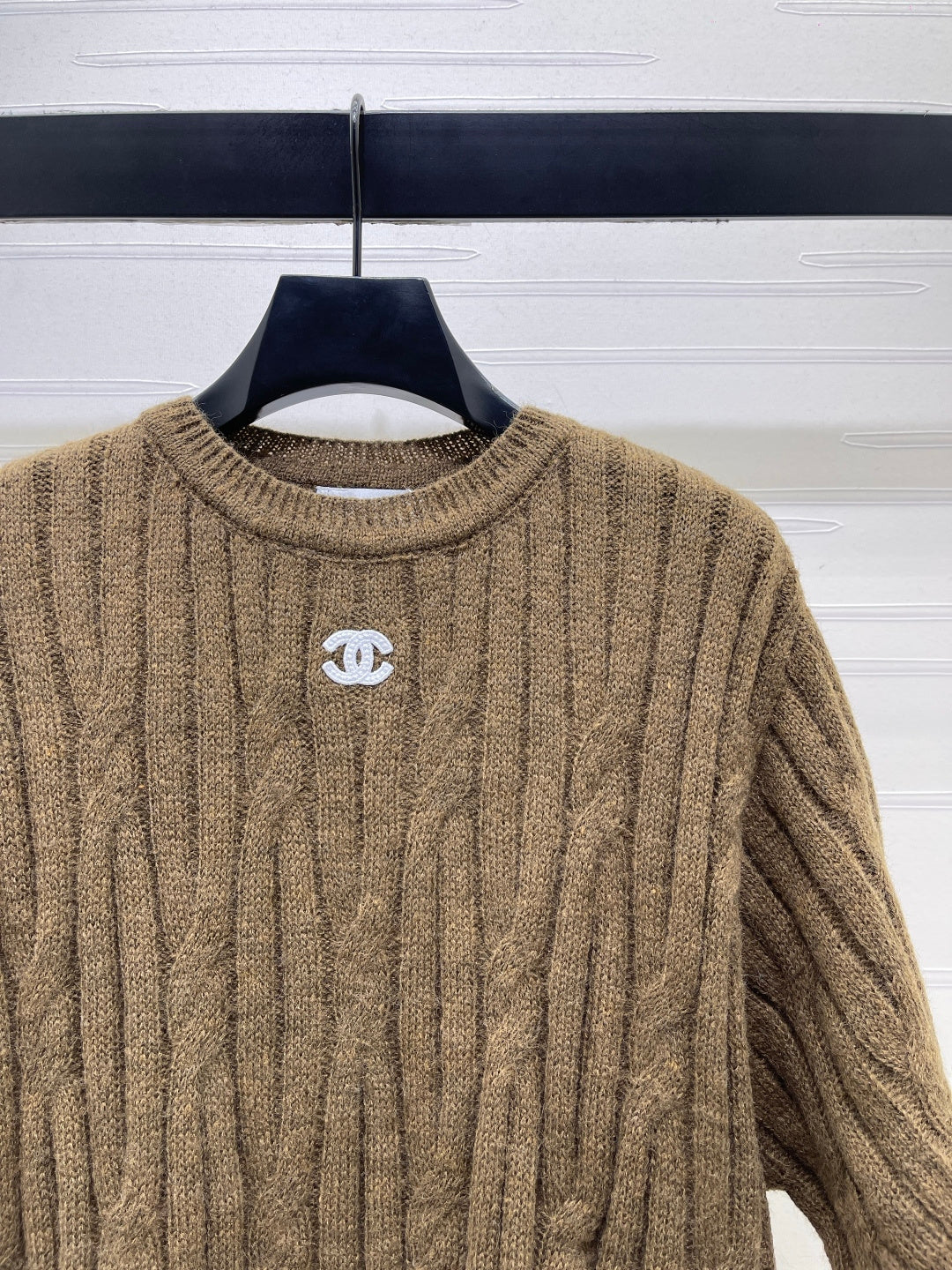 CC 26s Cable Knit Short-Sleeve T-Shirt Brown Wool 422034