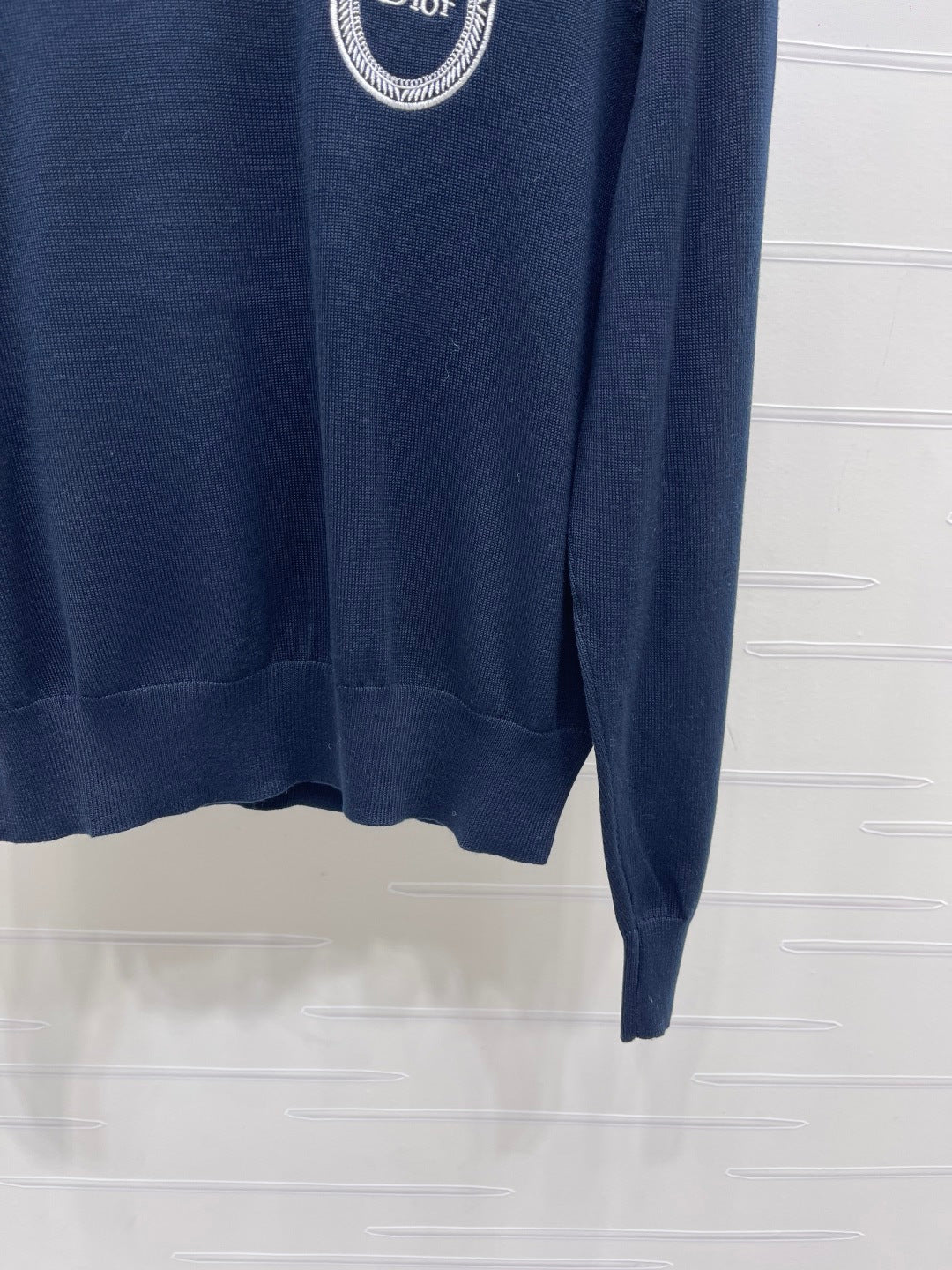 CD 26s Embroidered Logo Knit Long-Sleeve Sweater Navy Blue Wool 422005