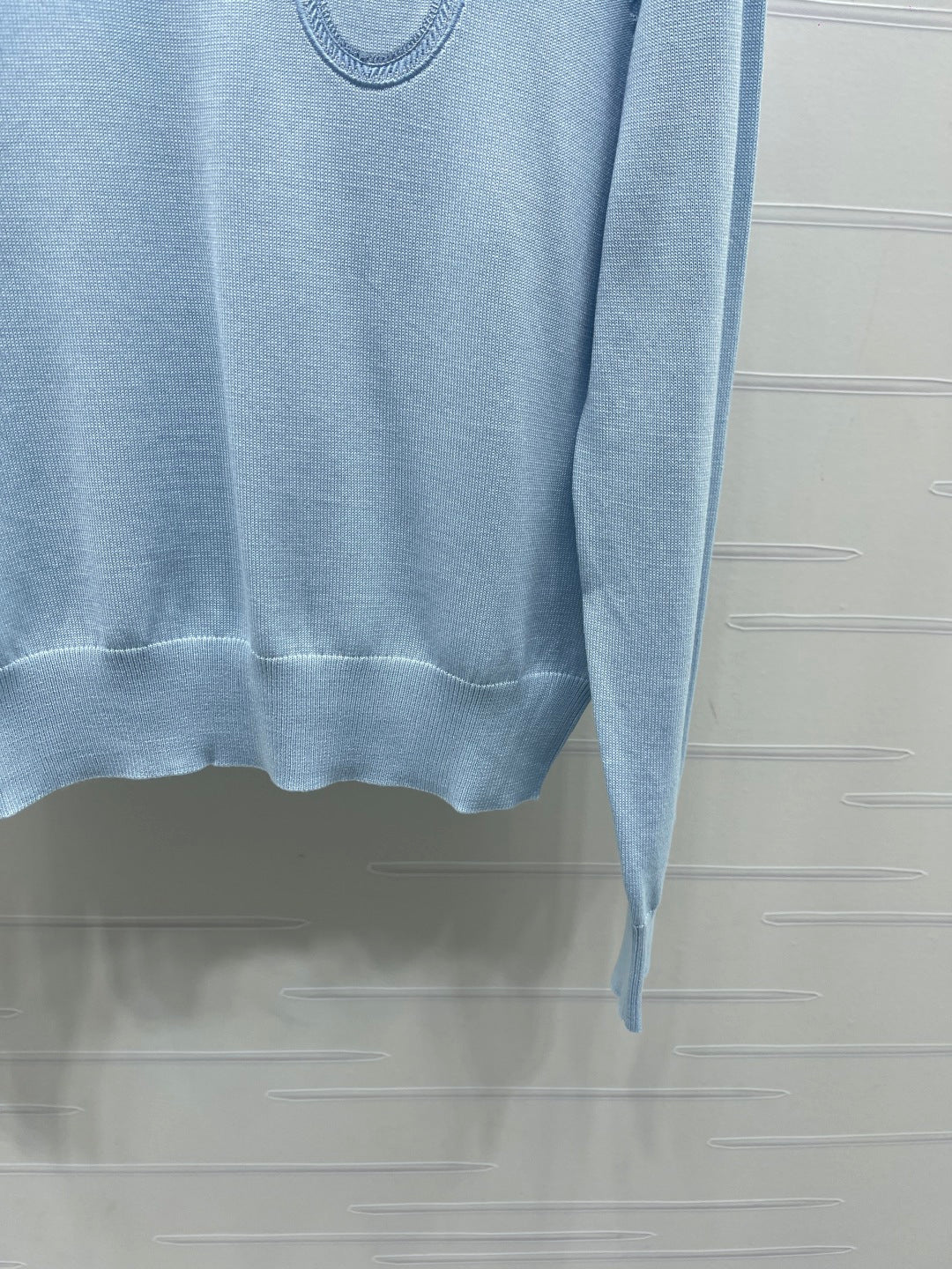 CD 26s Embroidered Logo Knit Long-Sleeve Sweater Light Blue Wool 422004