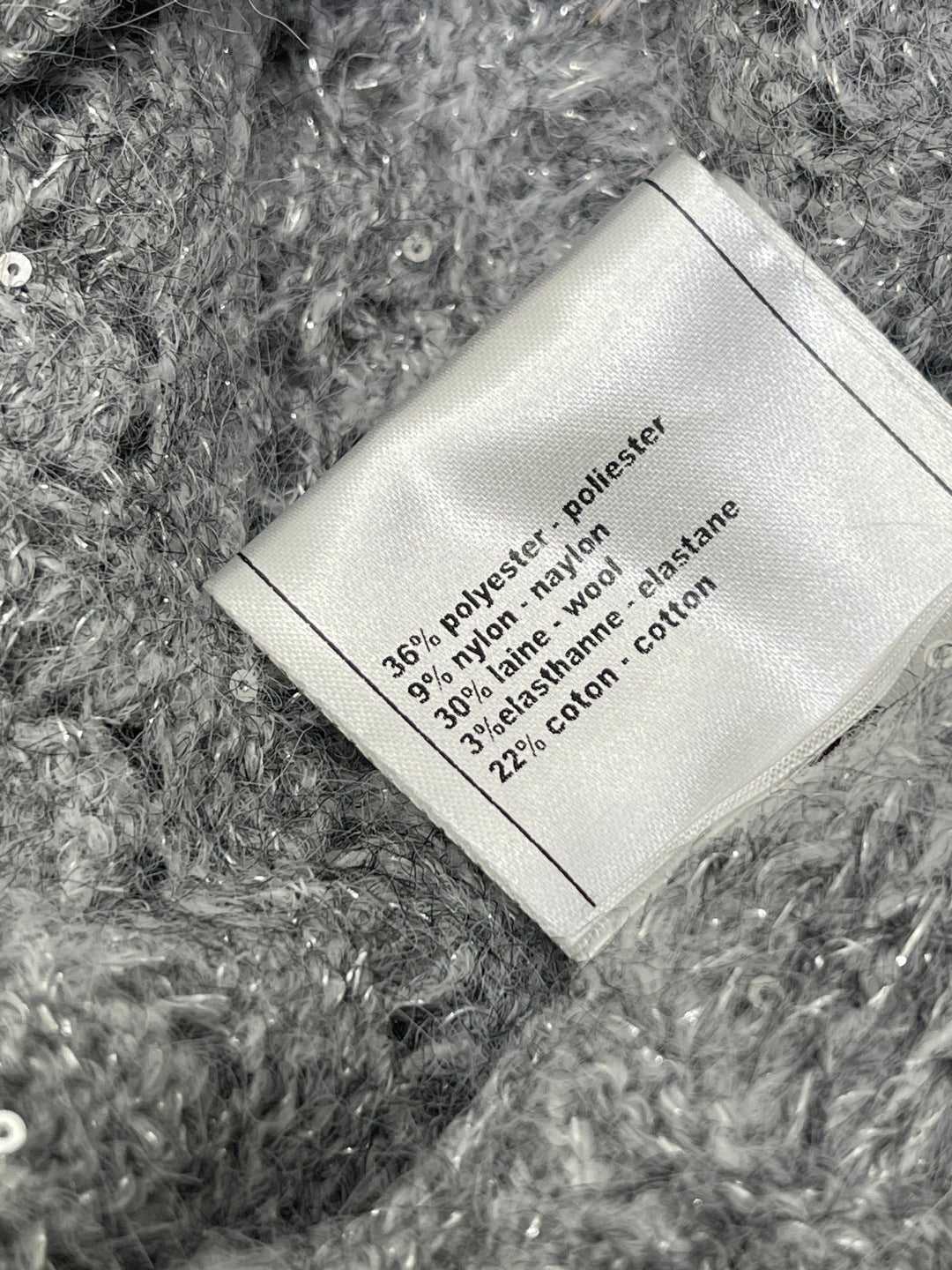 CC Pattern Knit Short-Sleeve T-Shirt Grey Wool 422029