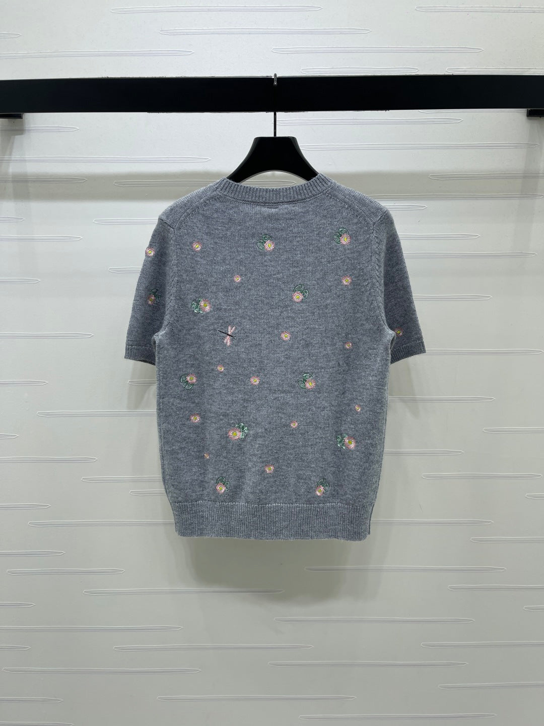 CD 26s Short-Sleeved Embroidered Sweater Grey Wool 422023