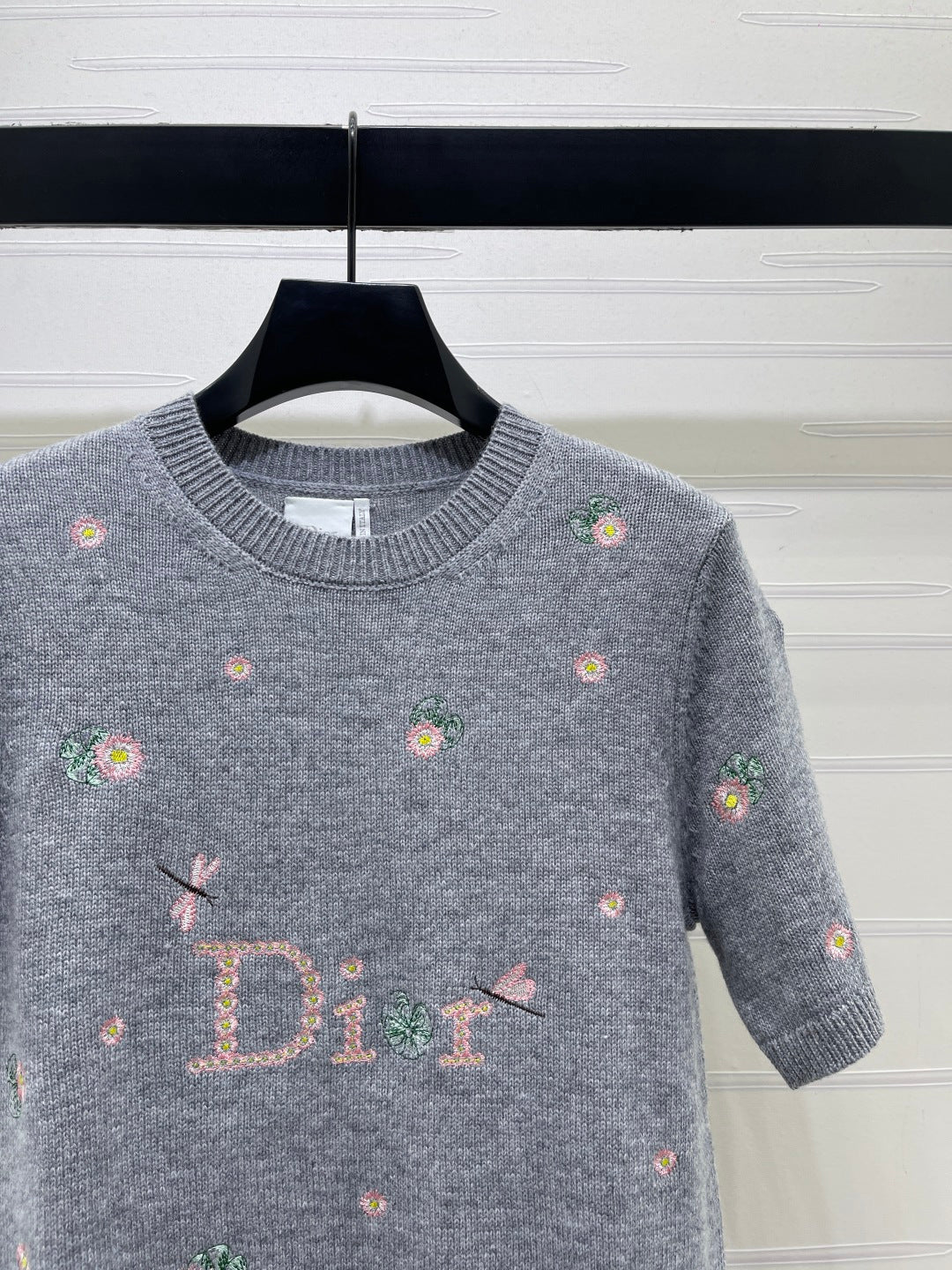 CD 26s Short-Sleeved Embroidered Sweater Grey Wool 422023
