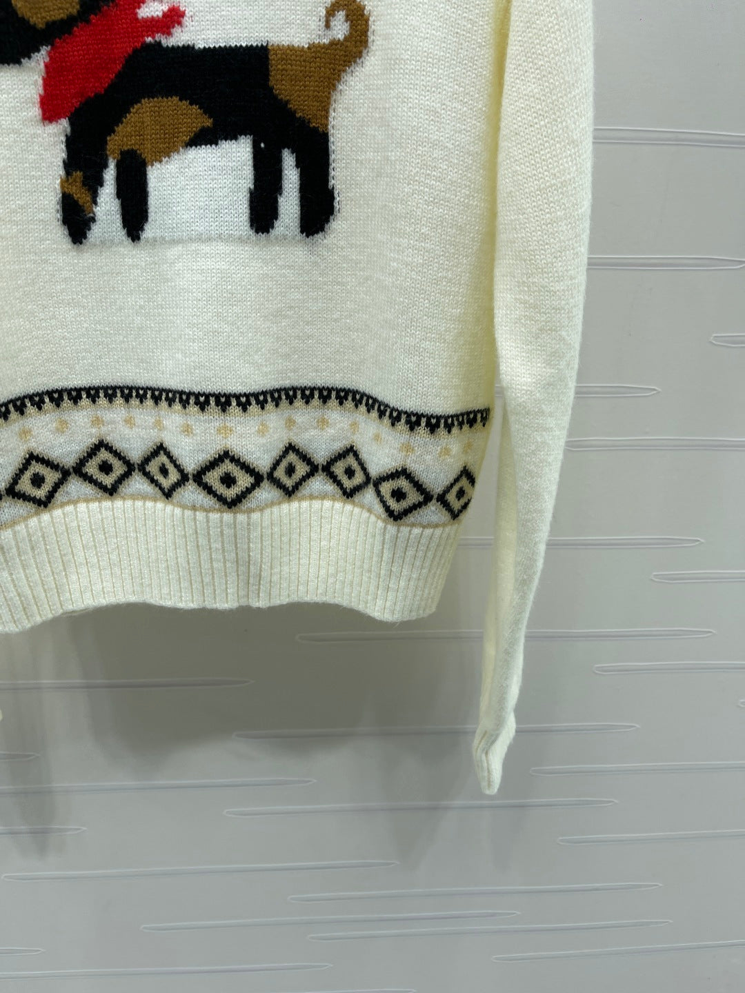 Max 26s Animal Print Knit Long Sleeve Cream Wool 423843