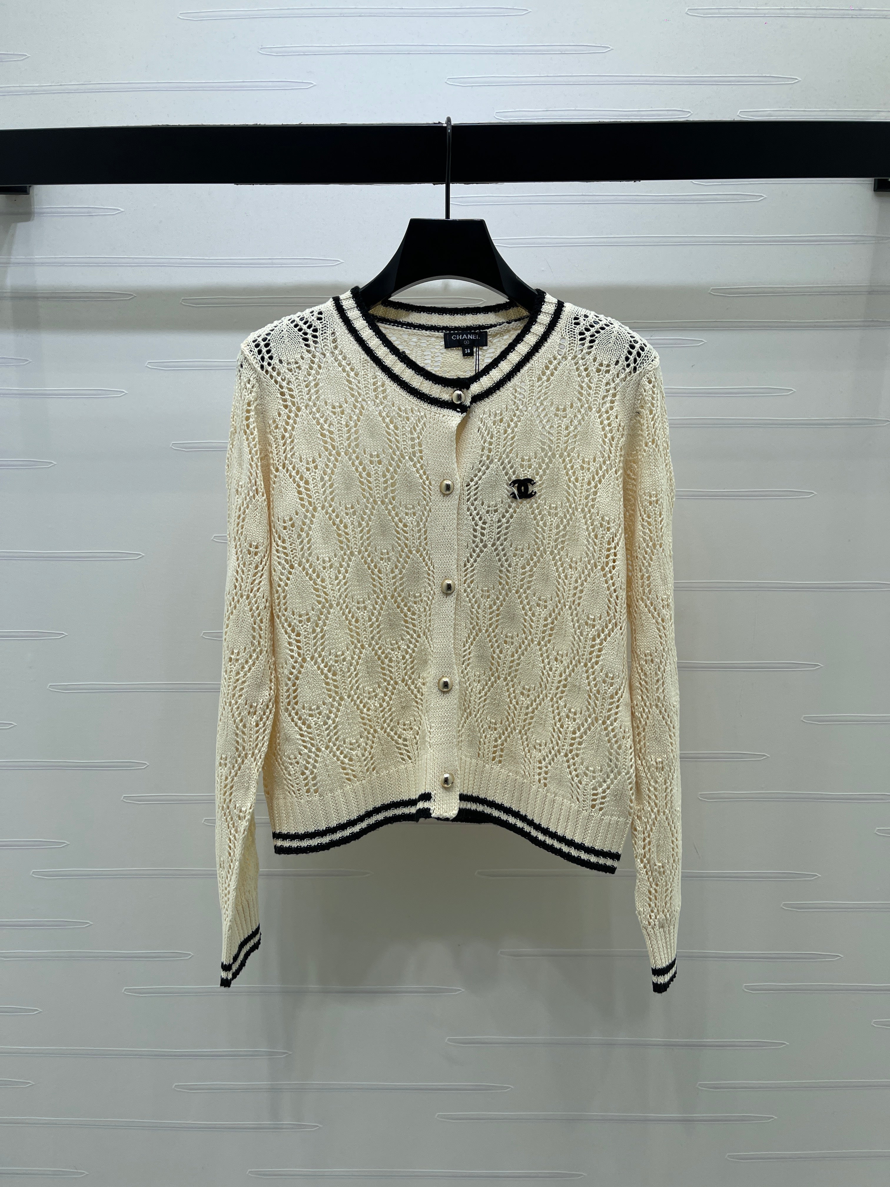 CC 26s Open-Knit Cardigan Shorts Set Cream Wool 427247