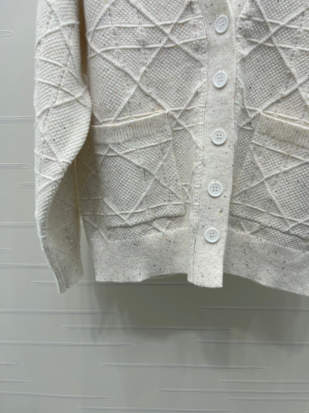 CD 26s Cannage Cardigan Wool Cashmere White Knit 439848