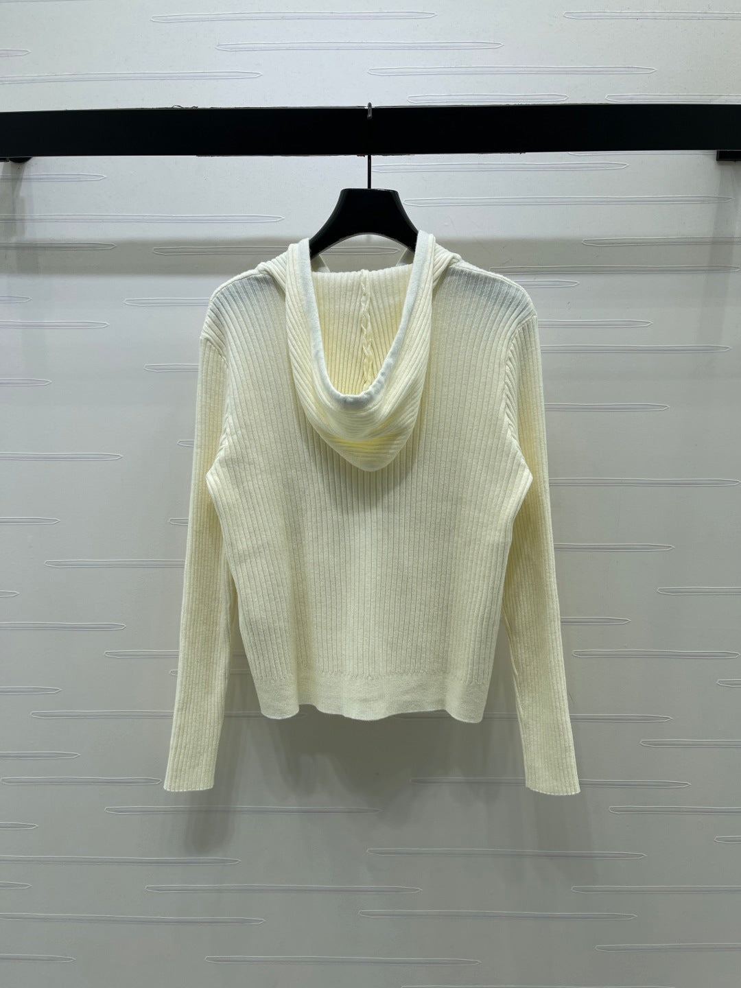 Prada 26s Hoodie White Ribbed Knit 446557