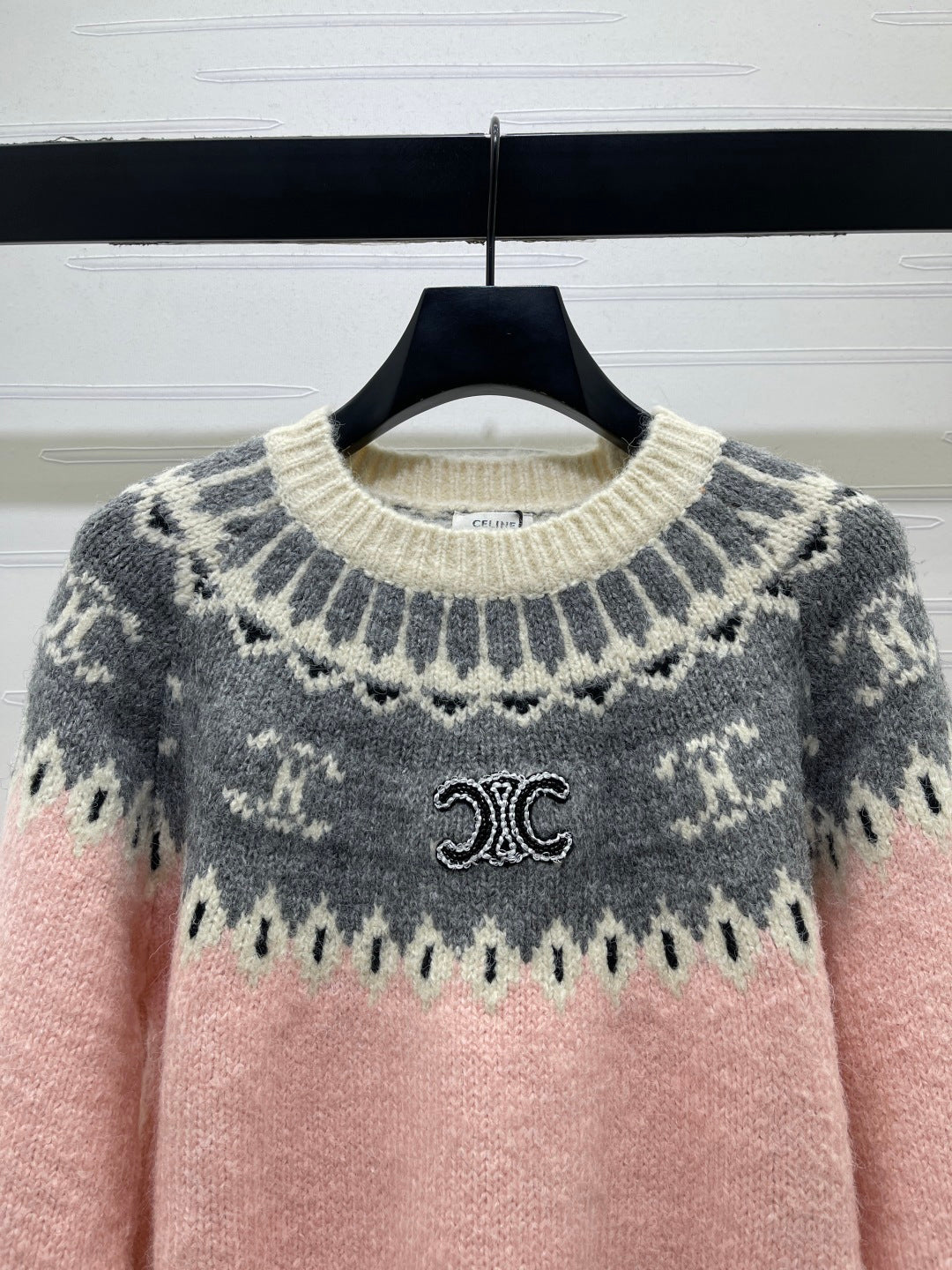 Celine Sweater Pink Fair Isle Knit 446572