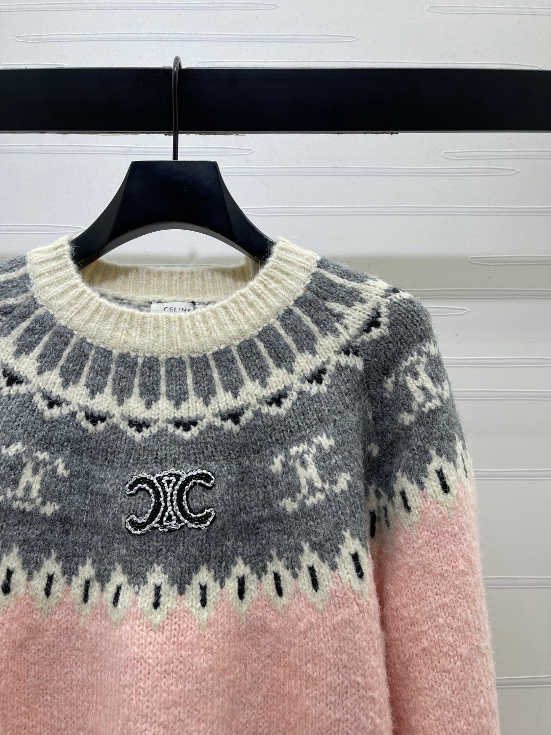 Celine Sweater Pink Fair Isle Knit 446572
