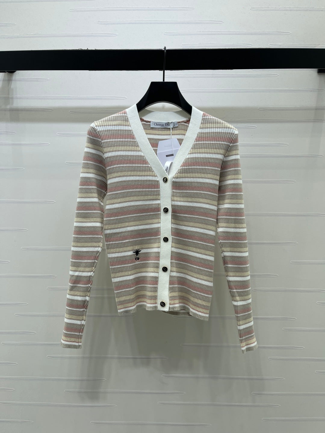 CD 26s Cardigan Beige Multi Striped Knit 446566