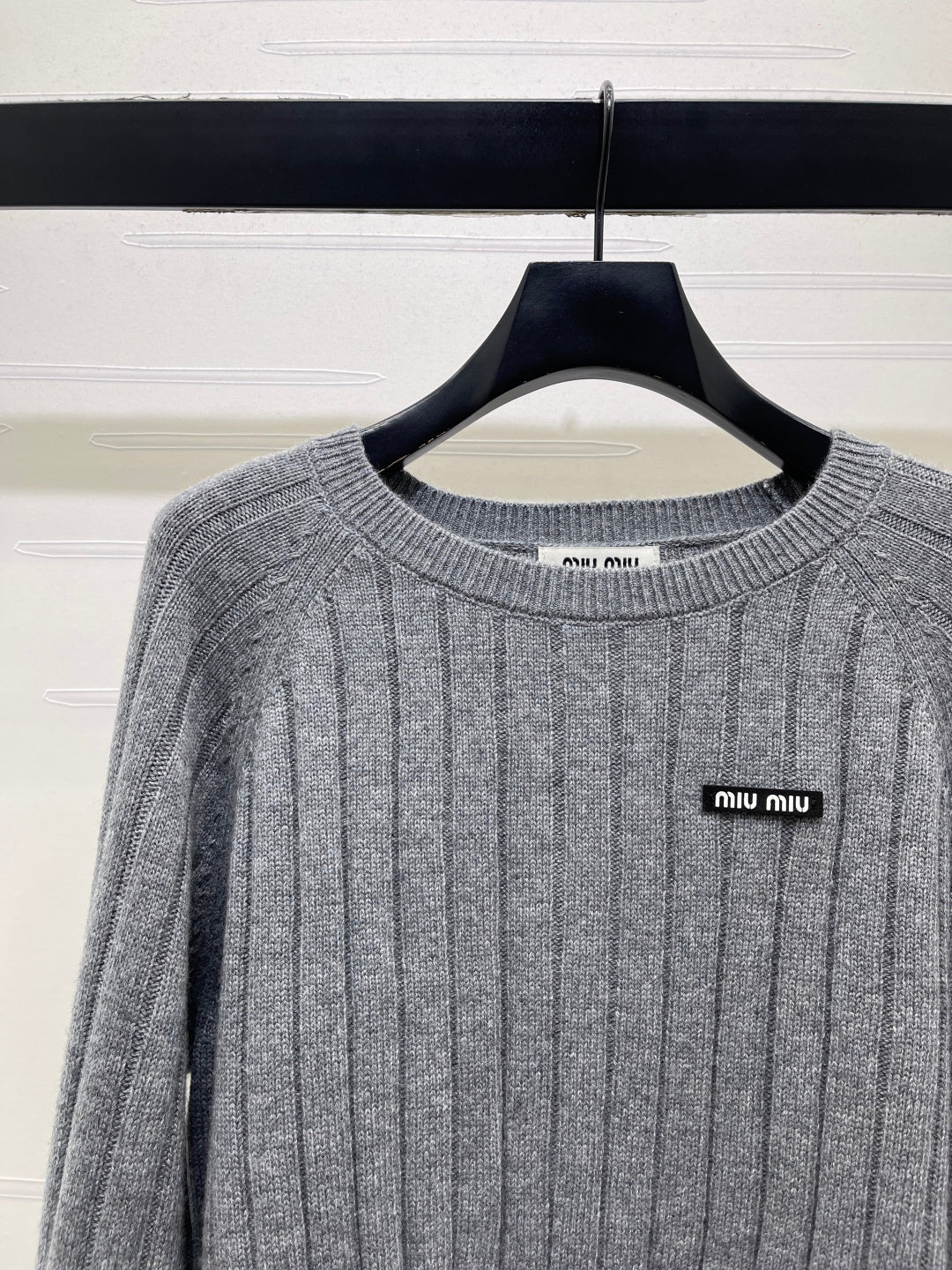 Miu Miu 26s Sweater Grey Ribbed Knit 446551