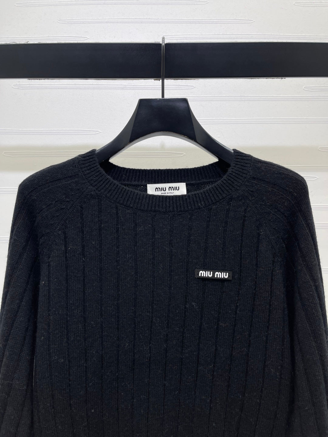 Miu Miu 26s Sweater Black Ribbed Knit 446549