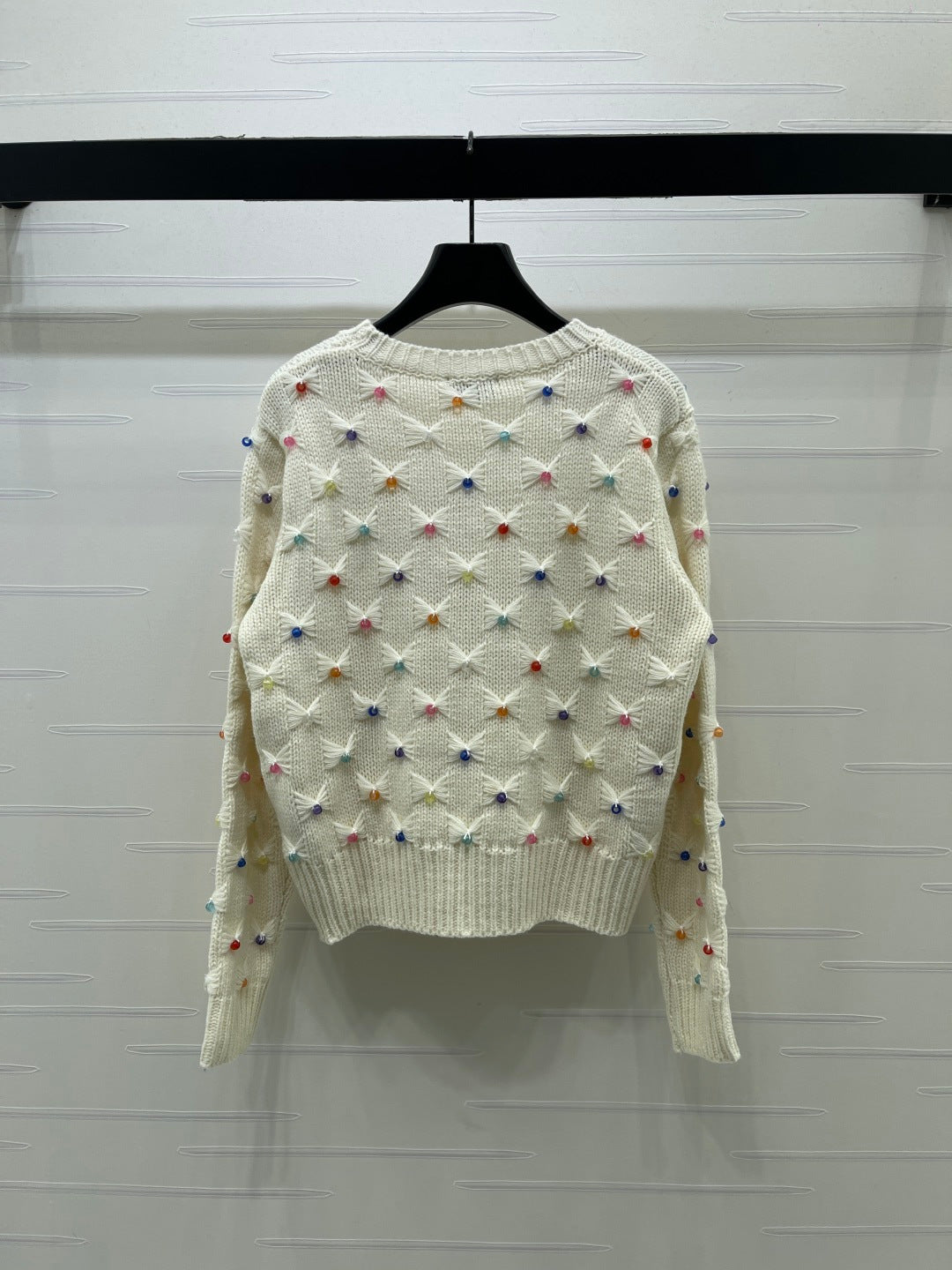 Chanel 26s Sweater White Multicolor Polka Dot Knit 446539