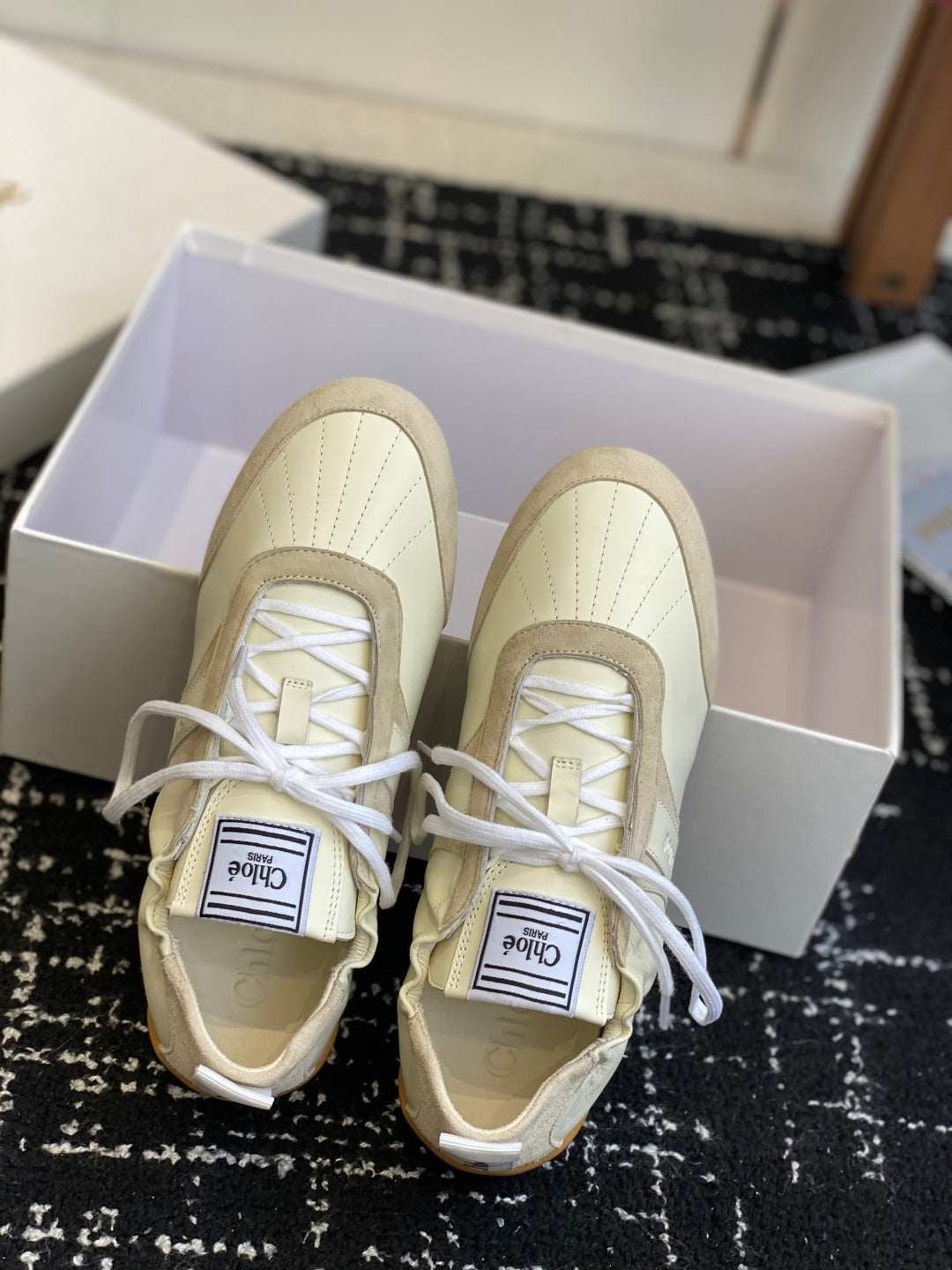 Chloé Kick Sneakers Cream Suede Lambskin 862647