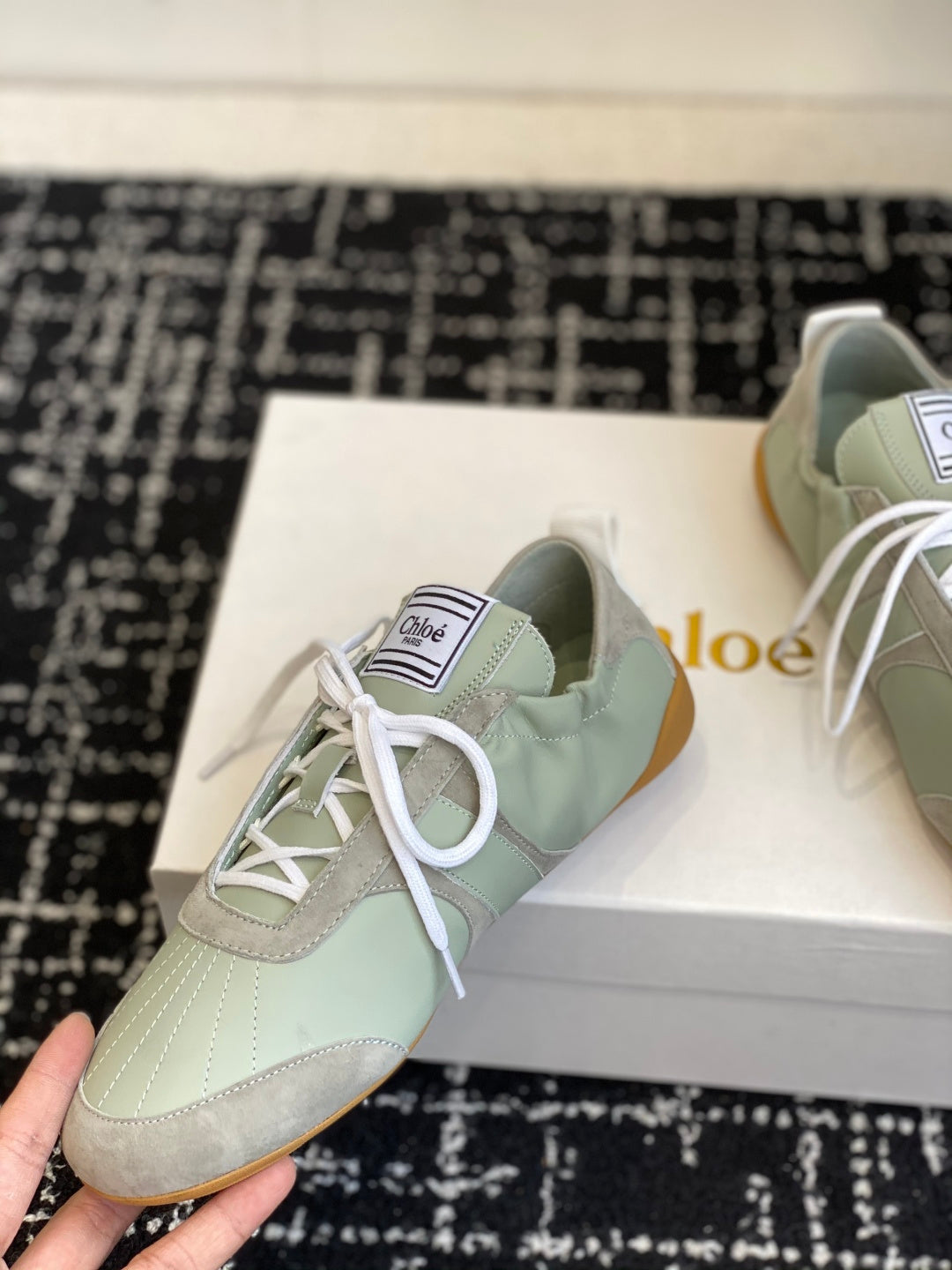 Chloé Kick Sneakers Olive Suede Lambskin 862648