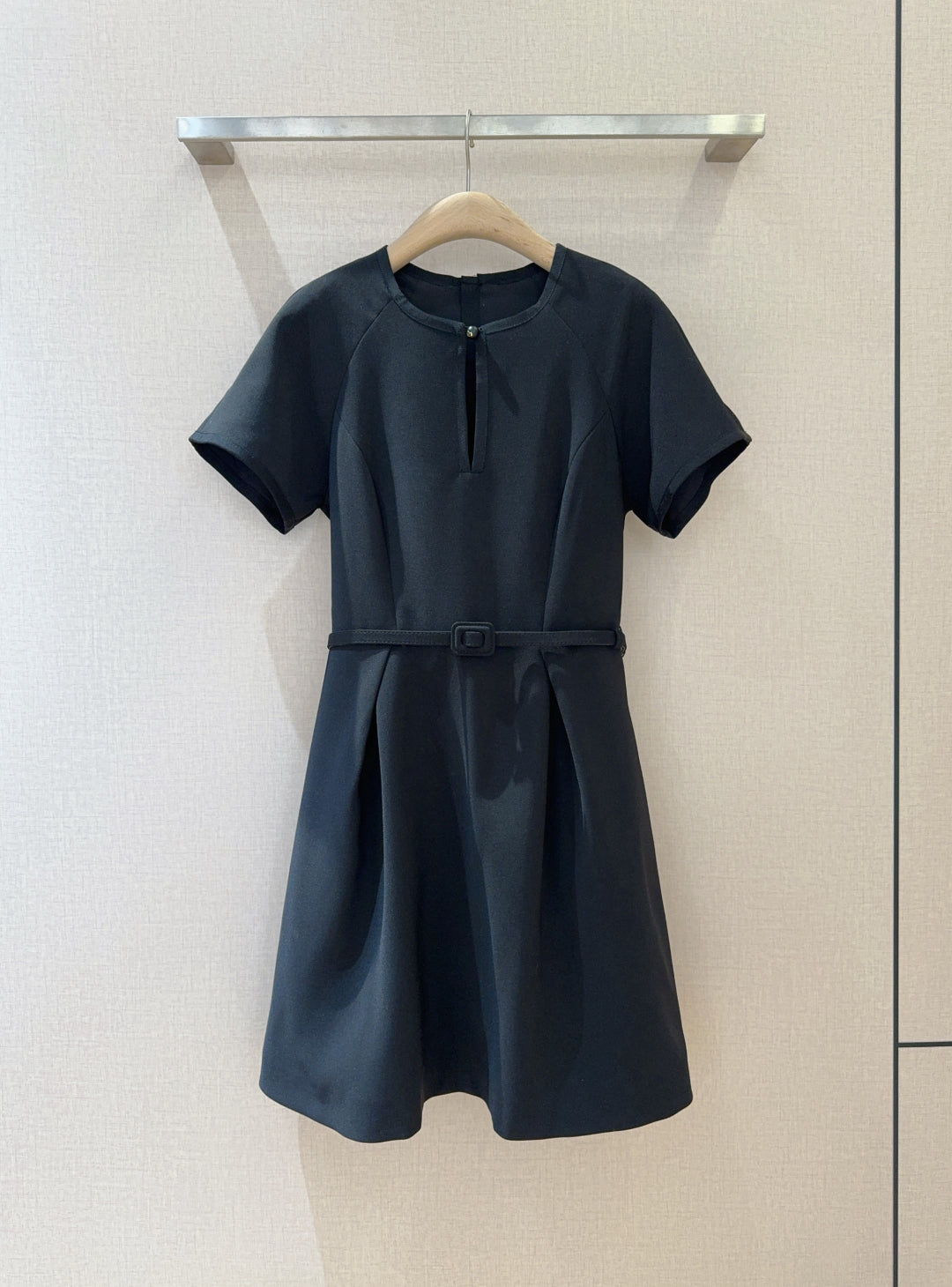CD 25 Round Neck Raglan Sleeve Dress Black Polyester