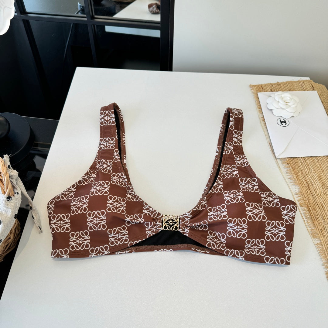Loewe Two-Piece Bikini Brown White 203031