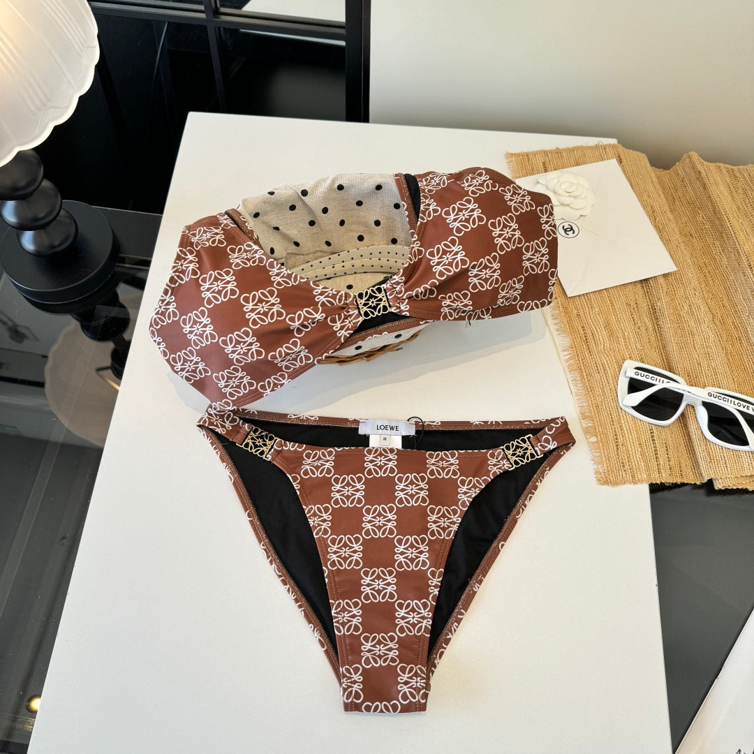 Loewe Two-Piece Bikini Brown White 203031