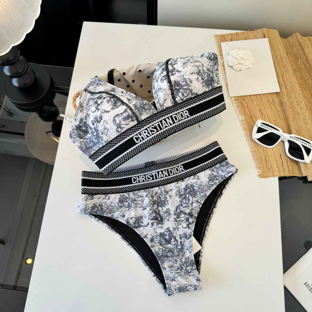 CD Two-Piece Bikini Black White 203032