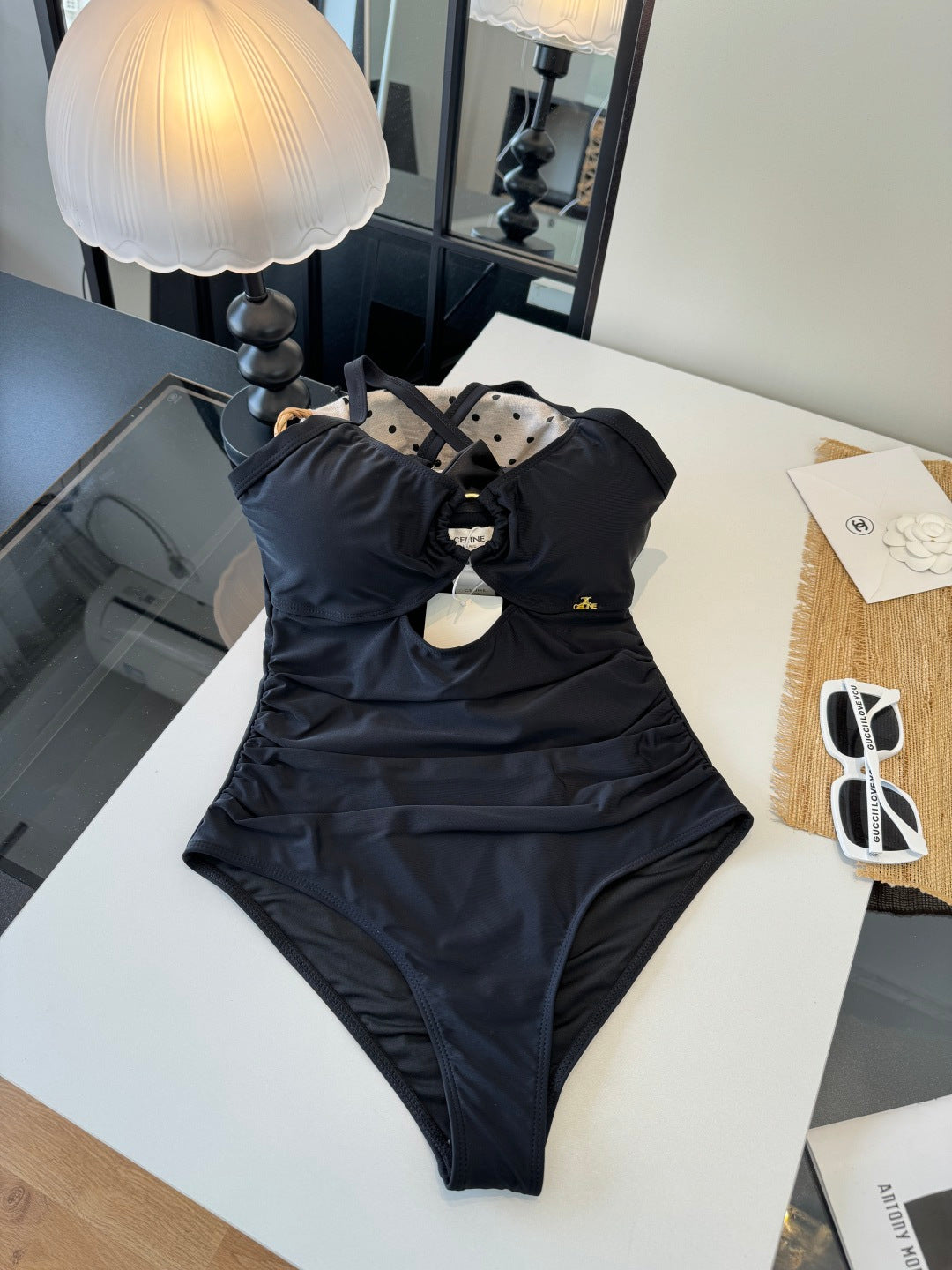 Celine One-Piece Bikini Navy Blue 203017
