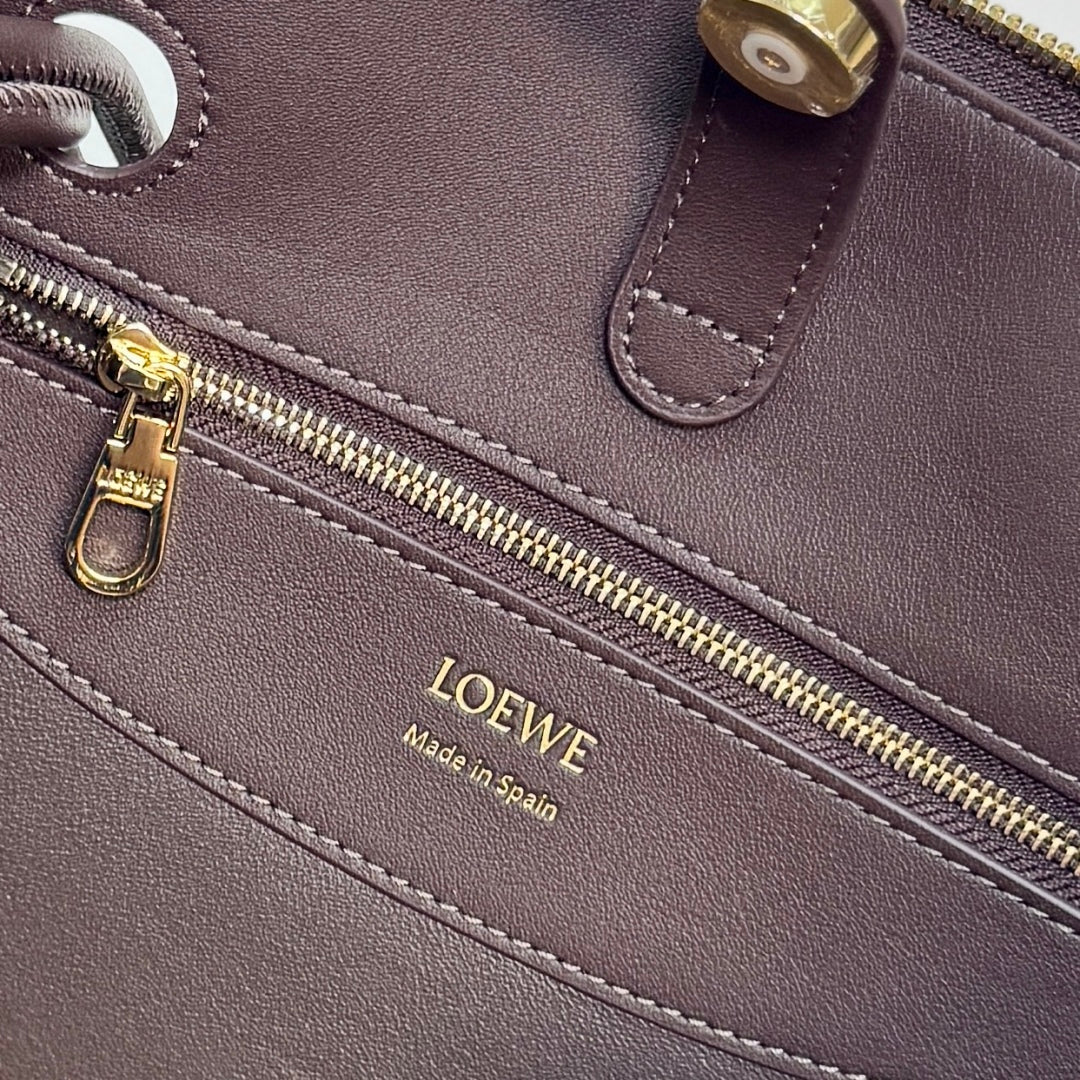 Loewe Madrid Handbag 23.5 Dark Reddish Brown Cowhide