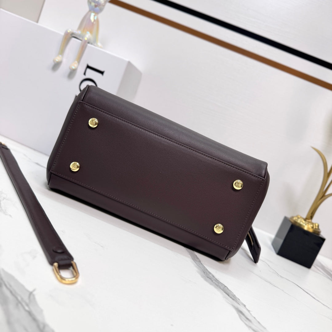 Loewe Madrid Handbag 28.5 Dark Reddish Brown Cowhide