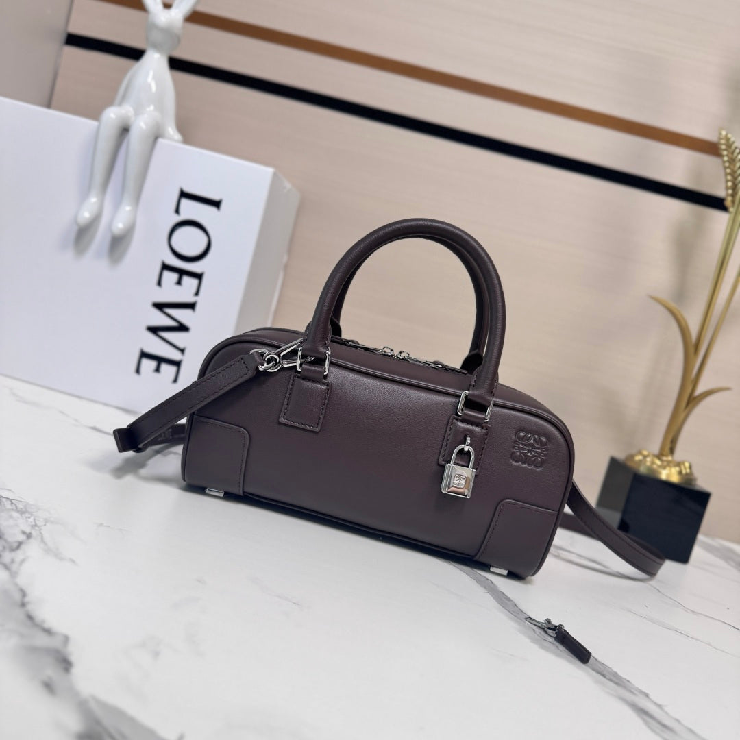 Loewe Amazona 23 Cropped Bag Dark Brown Shiny Calfskin