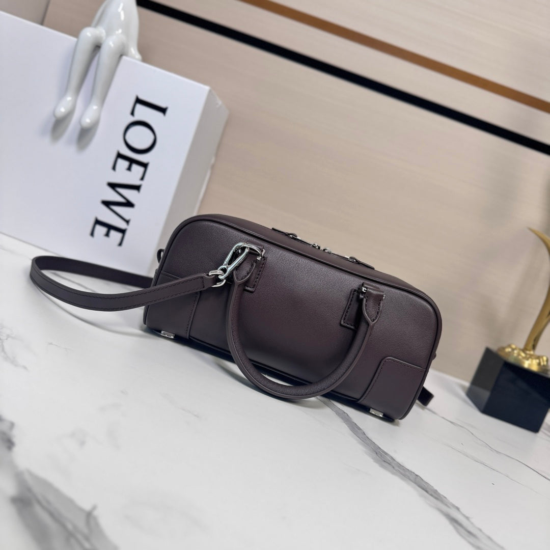 Loewe Amazona 23 Cropped Bag Dark Brown Shiny Calfskin