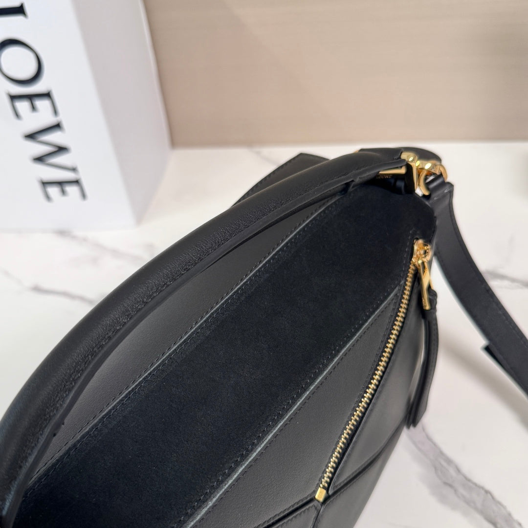 Small Puzzle Bag Black Calfskin Suede
