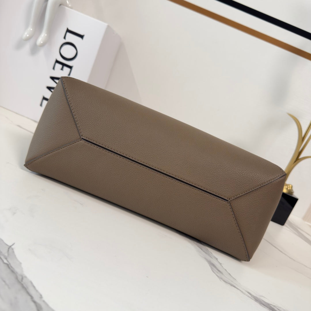Loewe Medium-Sized Puzzle Fold Handbag Taupe Soft Grain Cowhide