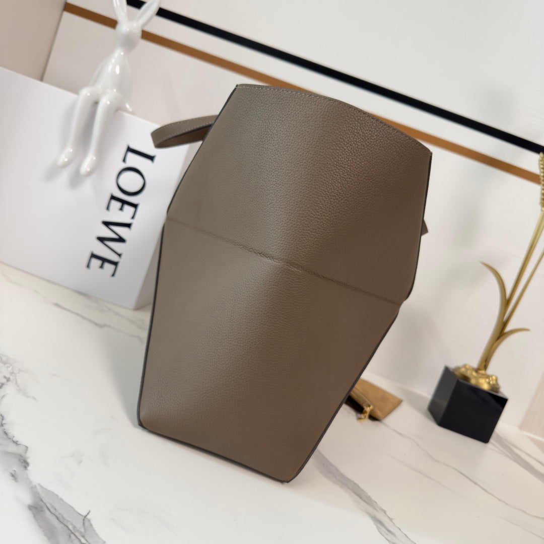 Loewe Medium-Sized Puzzle Fold Handbag Taupe Soft Grain Cowhide