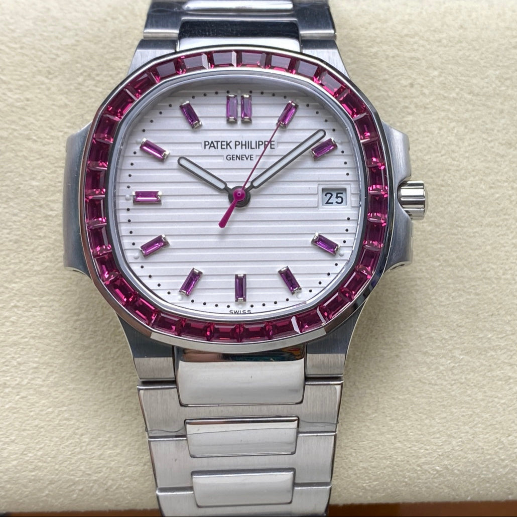 PATEK Nautilus 35.2mm Silver Pink Diamond
