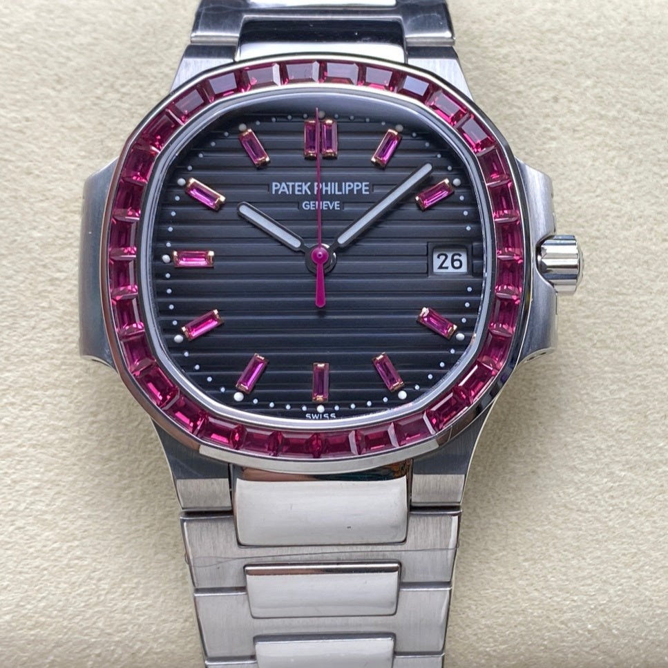 PATEK Nautilus 35.2mm Silver Black Pink Dial