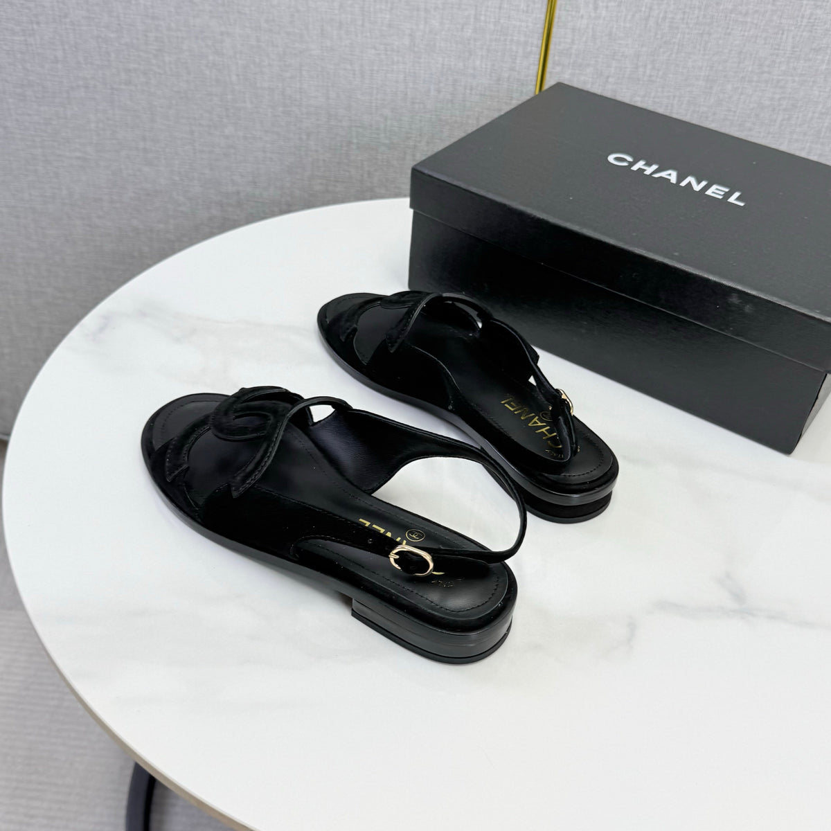 CC 26s Interlocking CC Slingback Sandals Black Velvet 167672