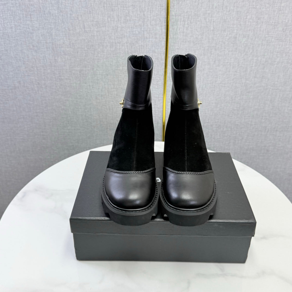 Chanel 26s Ankle Boots Black Suede Leather 167786