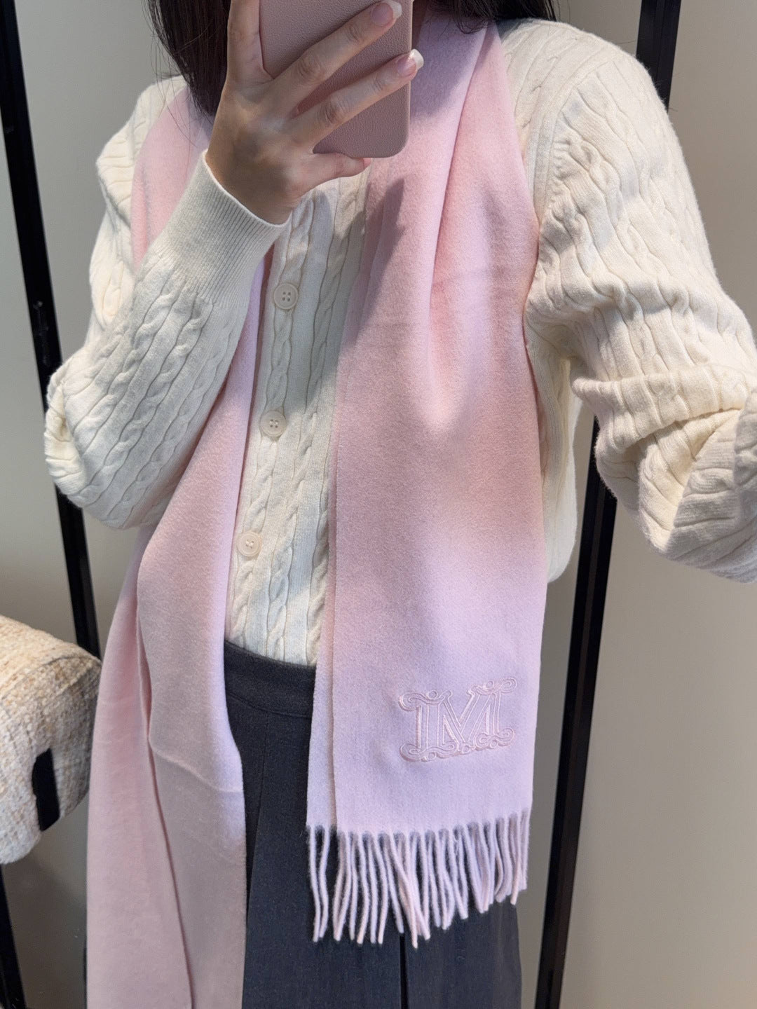 Max Mara Dalia Scarf 36*190cm Light Pink Cashmere 207630