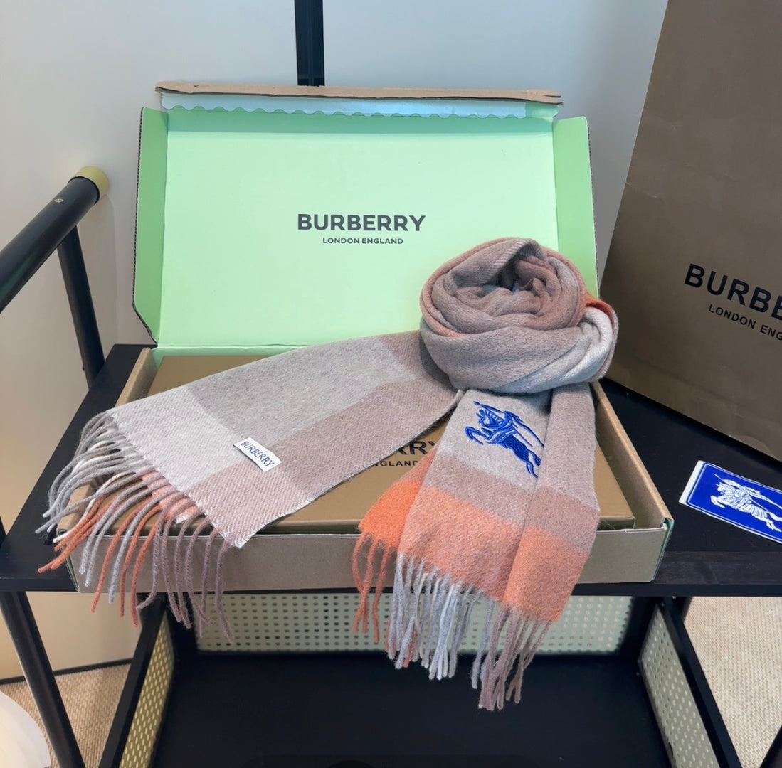 BRR Check Scarf 30*180cm Orange Grey Cashmere 207633