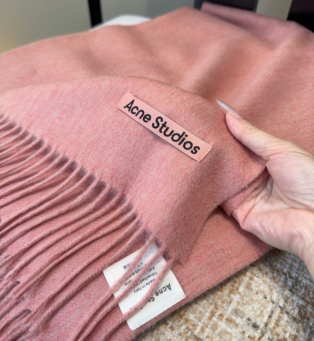 Acne Fringe Scarf 45*180cm Pink Cashmere 207633