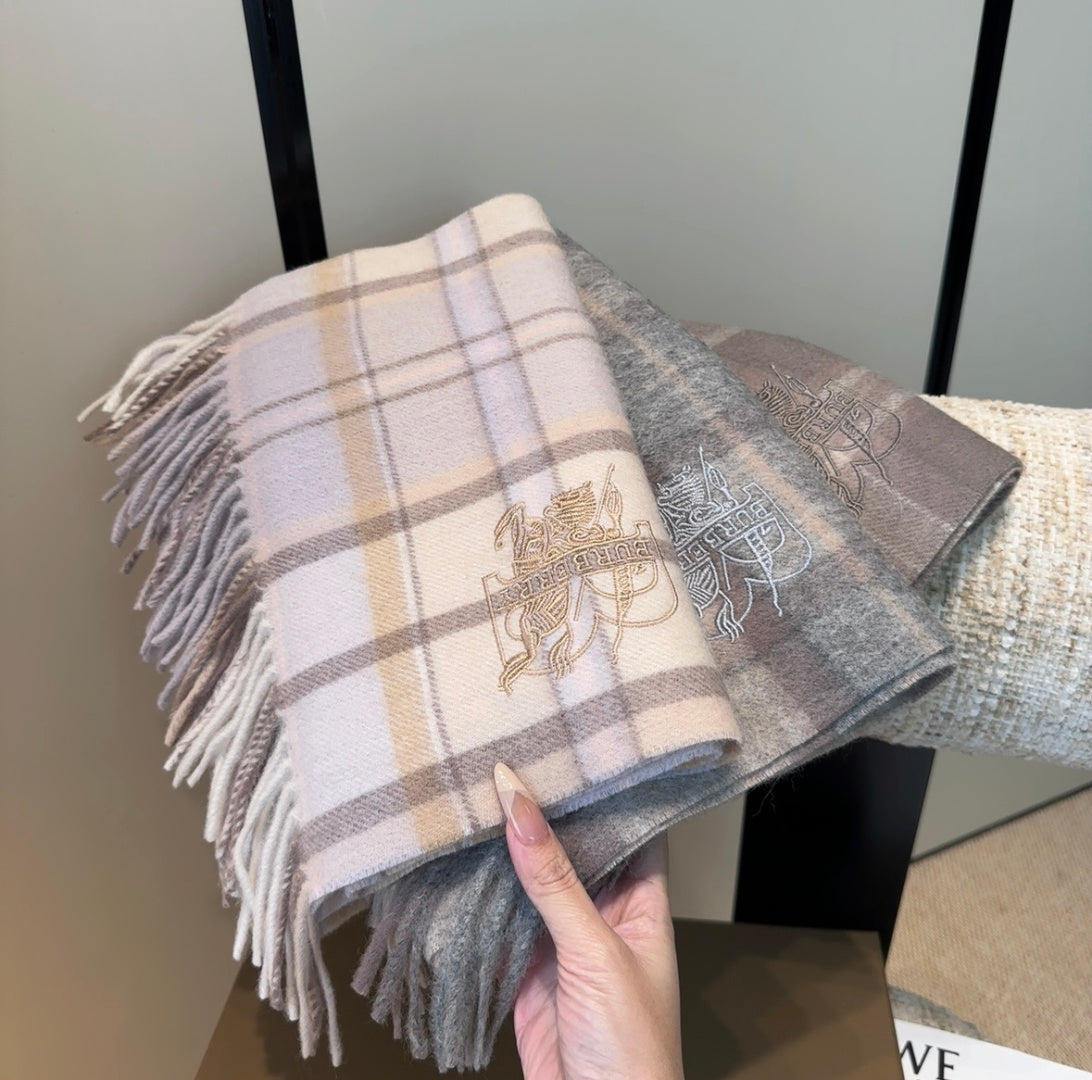 BRR Check Scarf 30*180cm Ivory Cashmere 207637