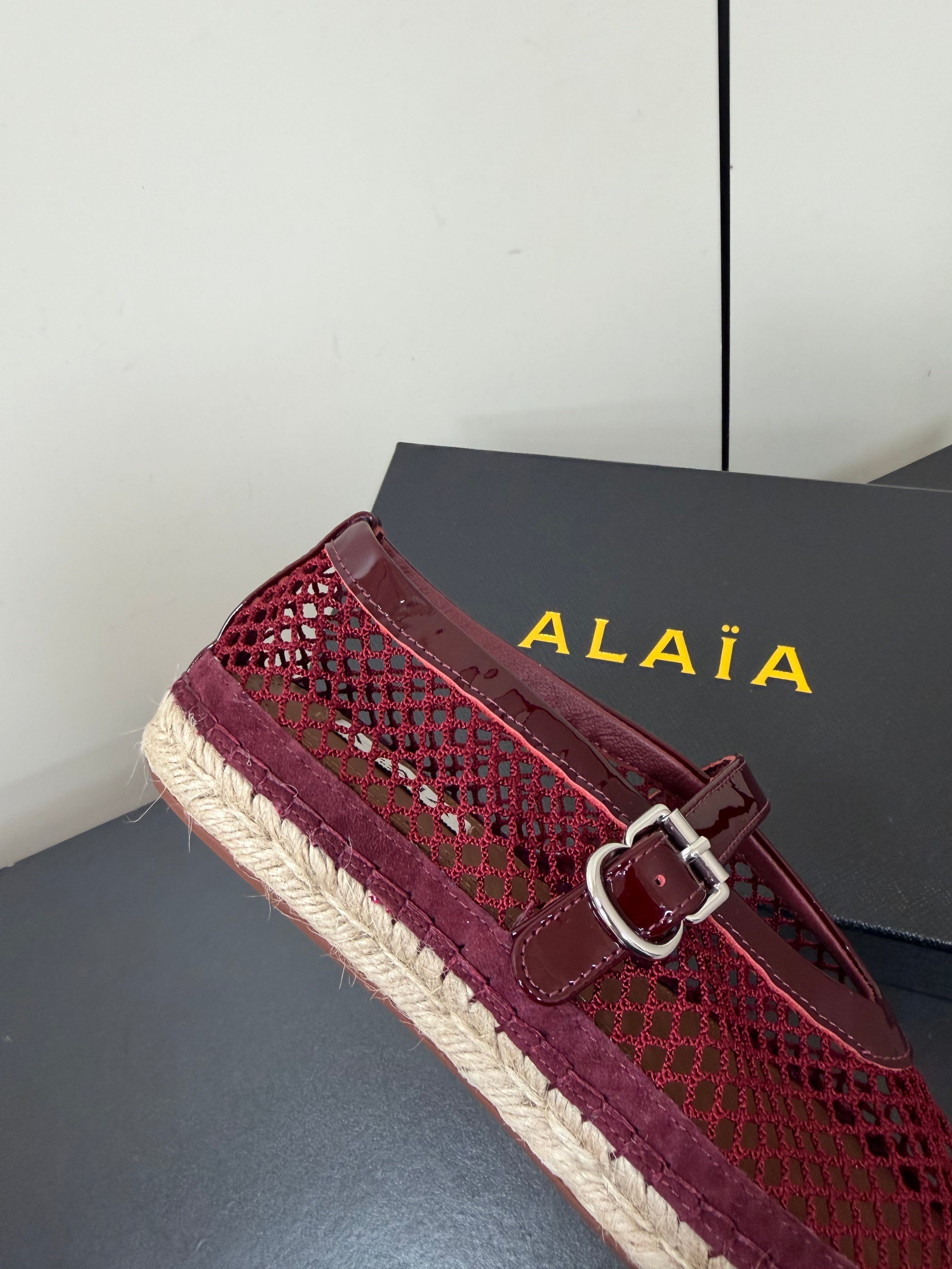 Alaia 26s Espadrilles Burgundy Patent Leather Mesh 984732