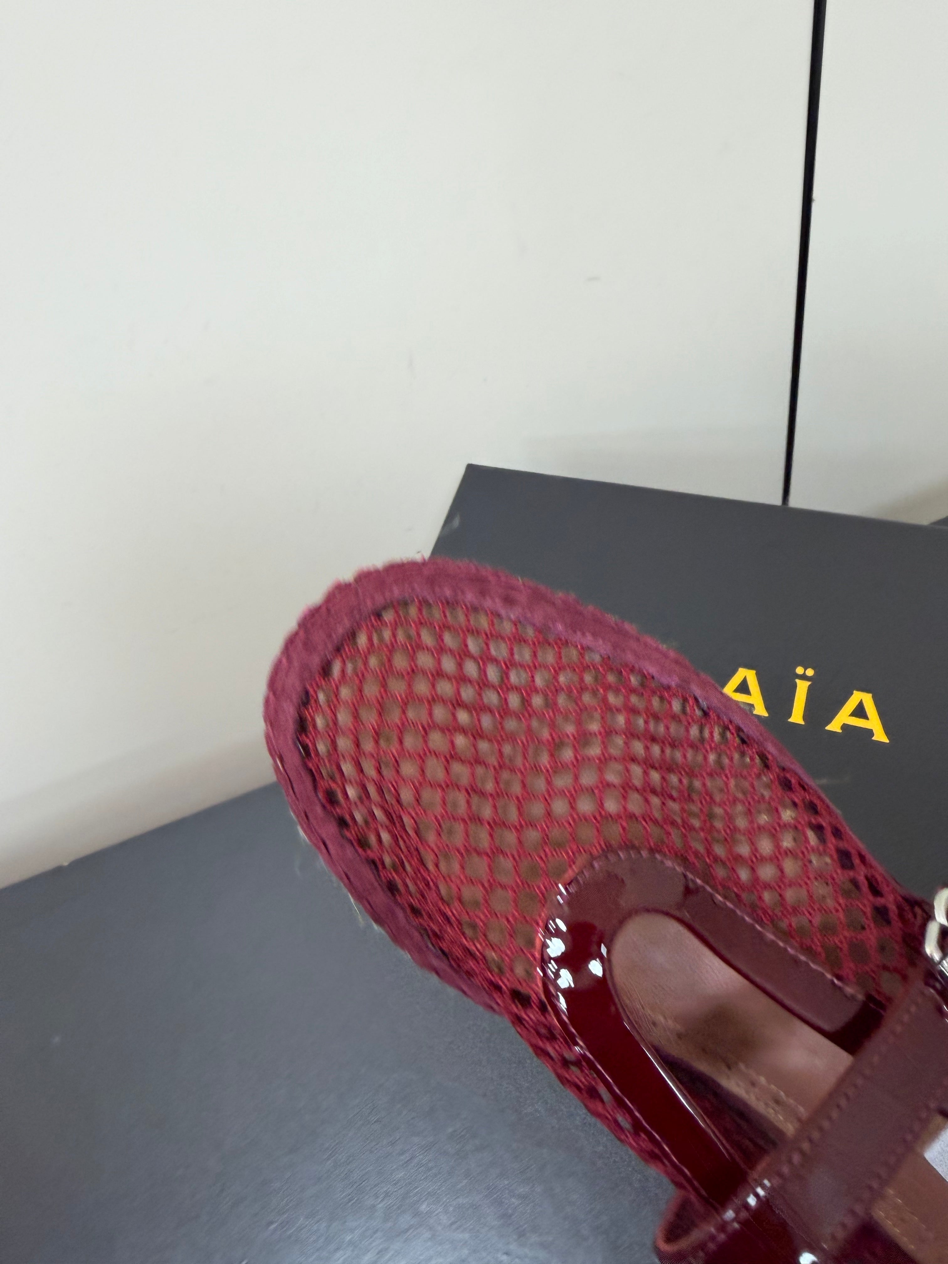 Alaia 26s Espadrilles Burgundy Patent Leather Mesh 984732