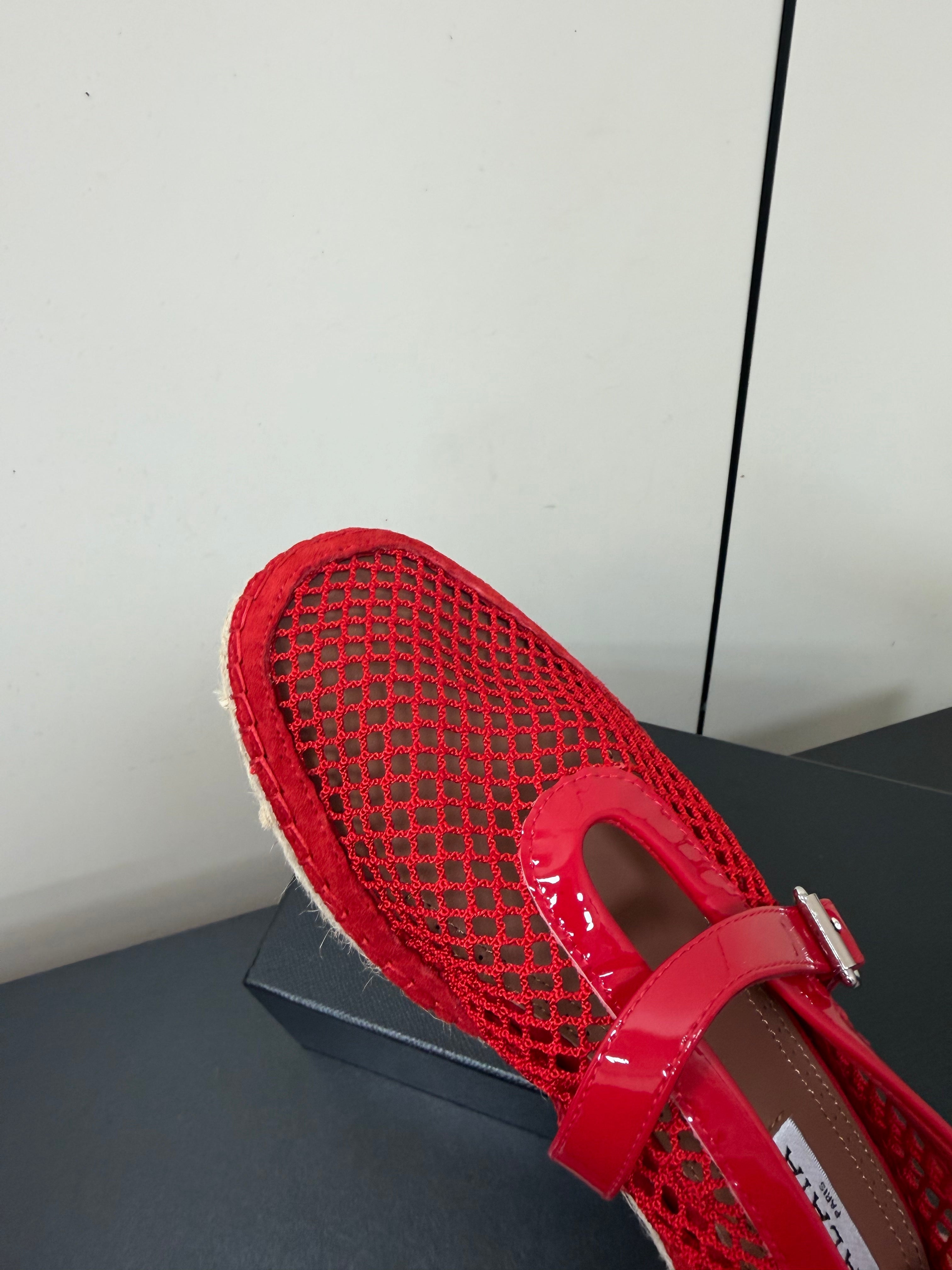 Alaia 26s Espadrilles Red Patent Leather Mesh 984733