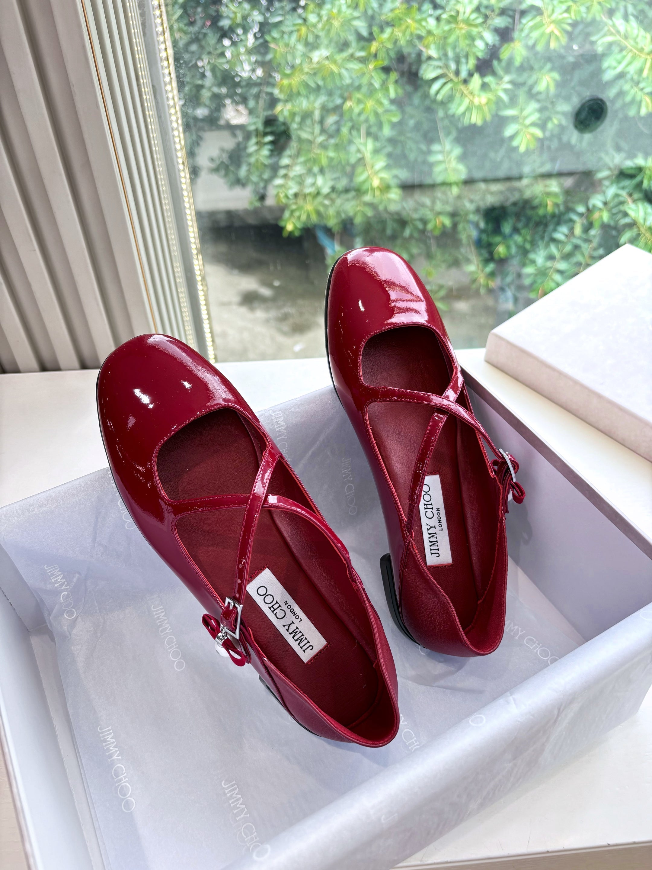 Jimmy Eleri Ballerina Shoes Red Patent Leather 430571