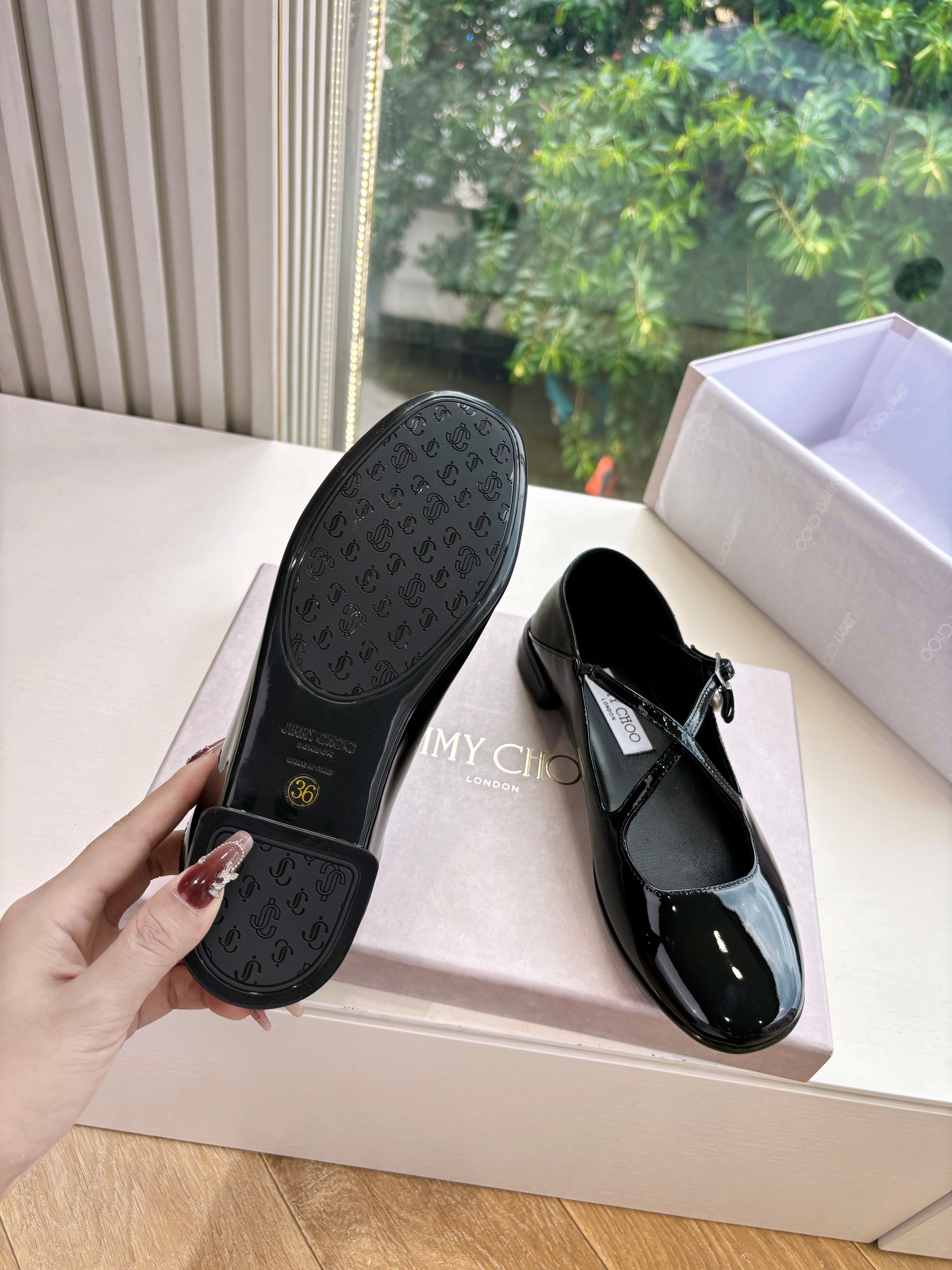Jimmy Eleri Ballerina Shoes Black Patent Leather 430574