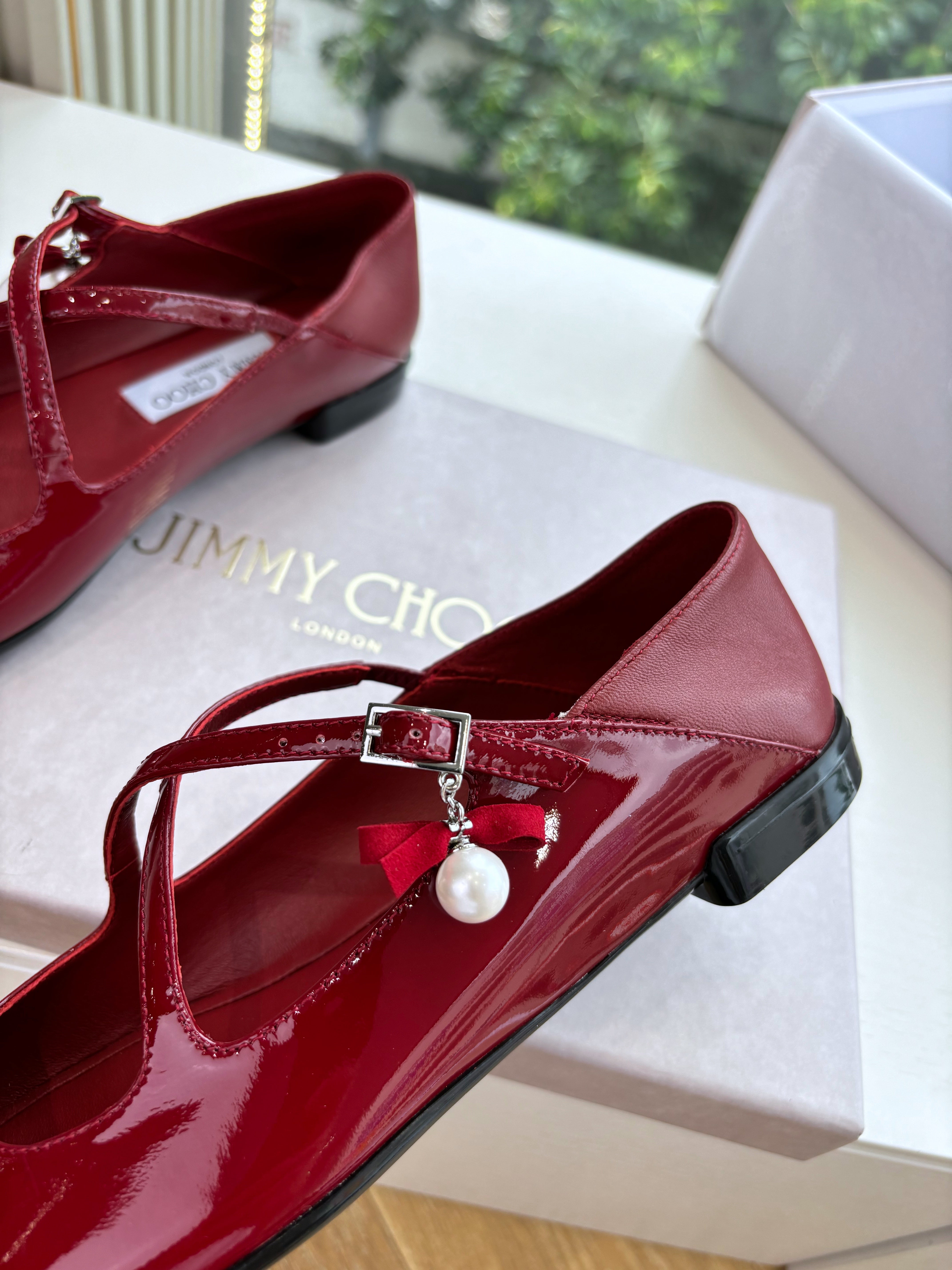 Jimmy Eleri Ballerina Shoes Red Patent Leather 430571