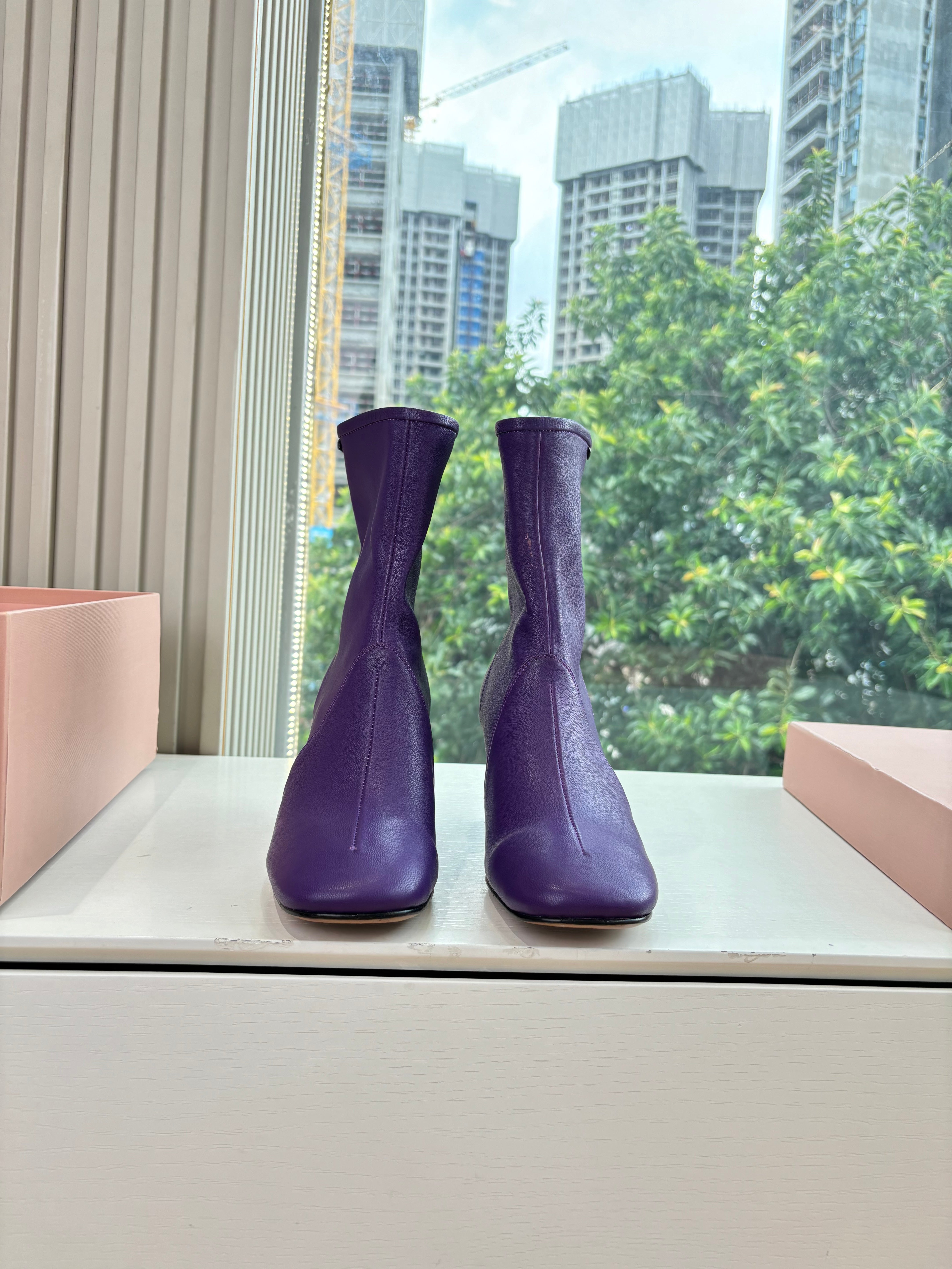 Miu Bootie Purple Nappa Leather 506642