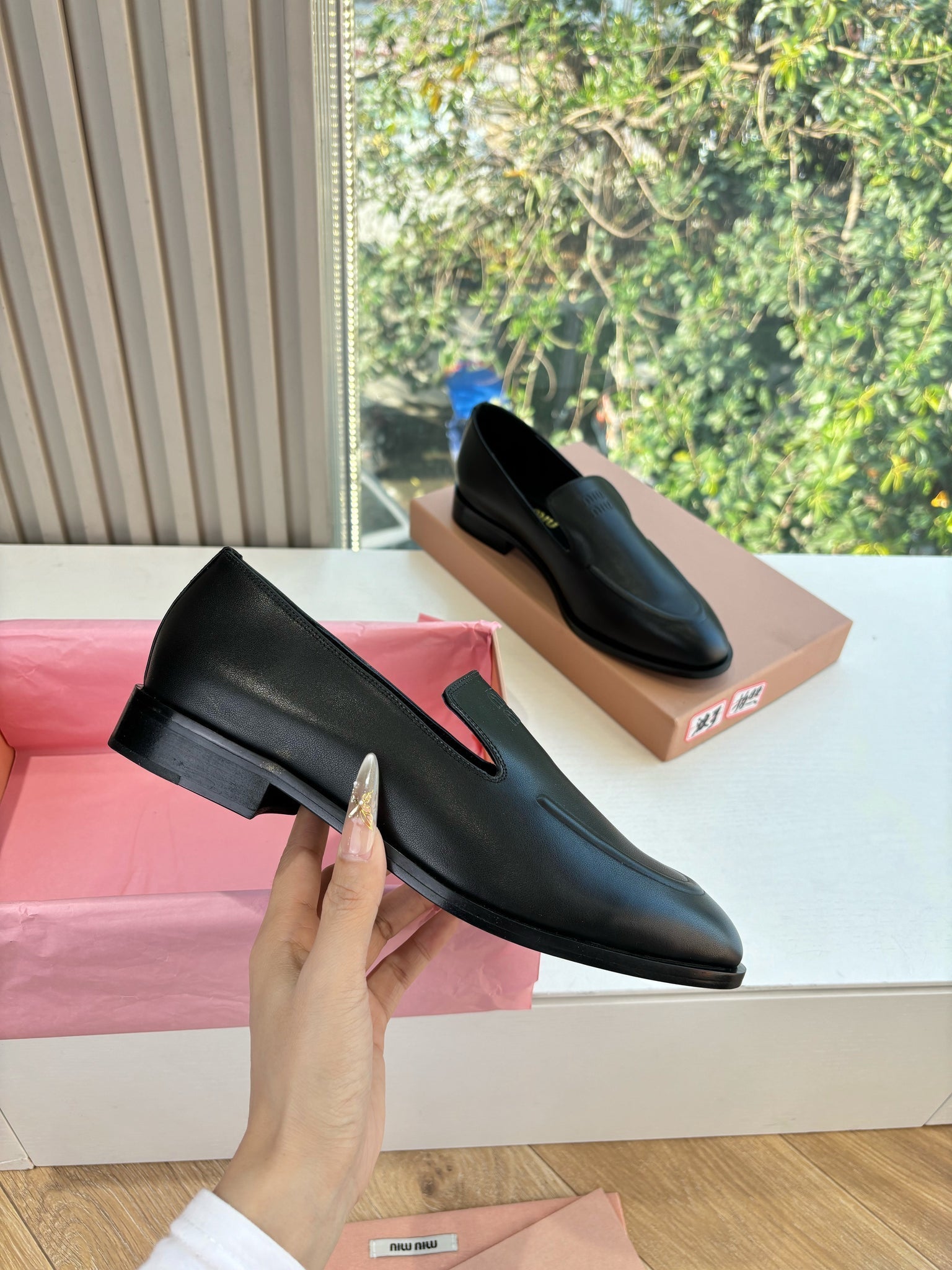 Miu 26s Loafers In Black Lambskin