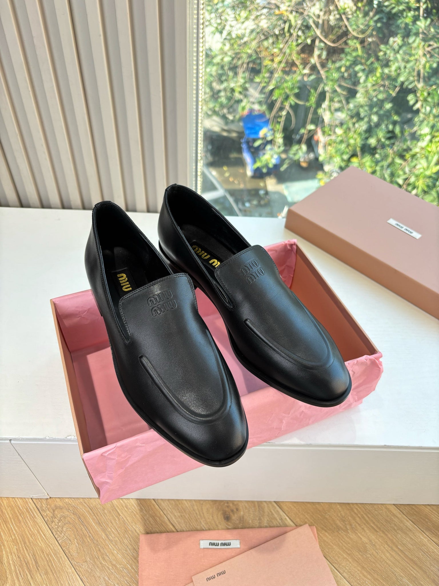 Miu 26s Loafers In Black Lambskin