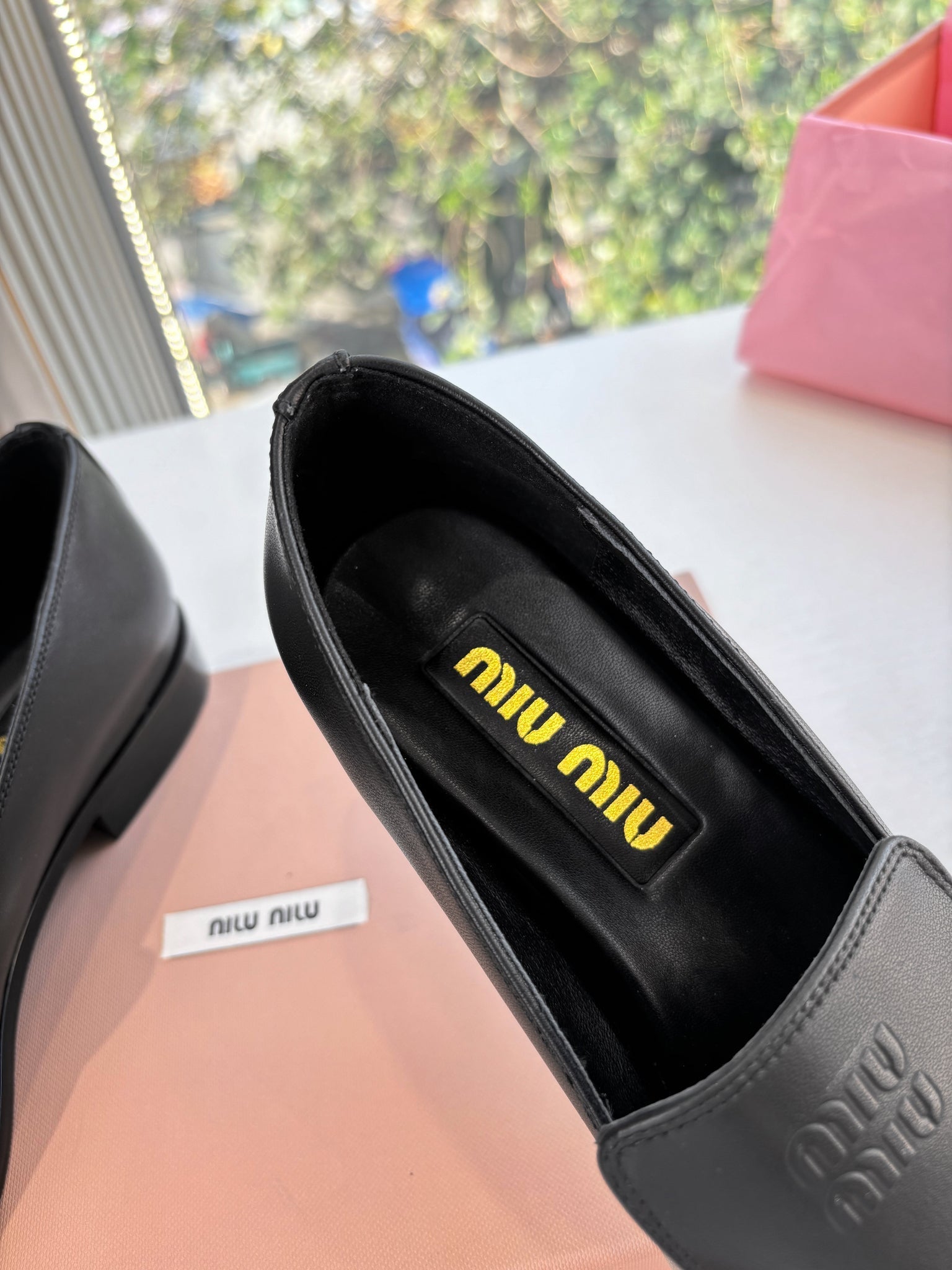 Miu 26s Loafers In Black Lambskin